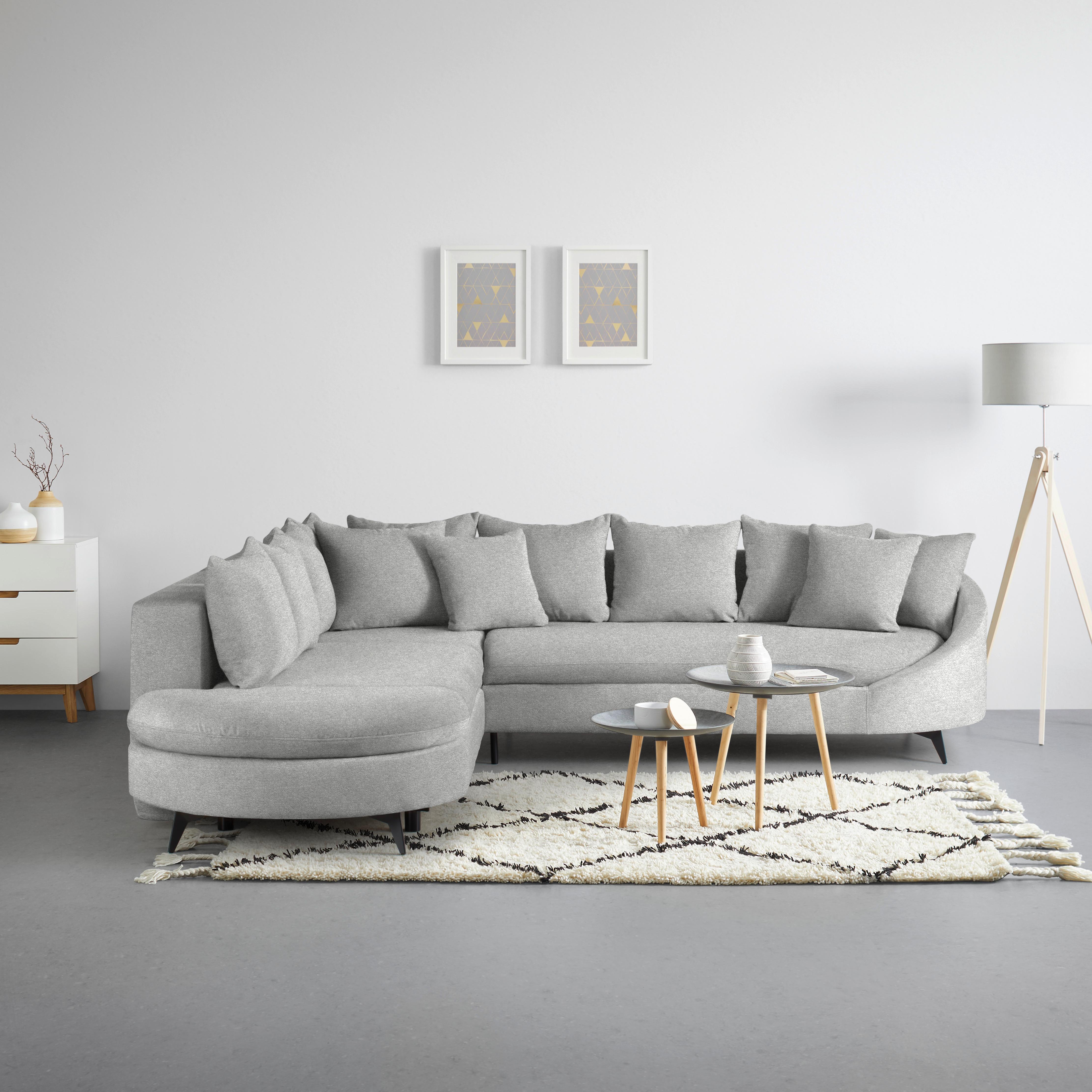 Ecksofa Axel Hellgrau - Hellgrau/Schwarz, MODERN, Textil/Metall (250/87/291cm) - Mömax