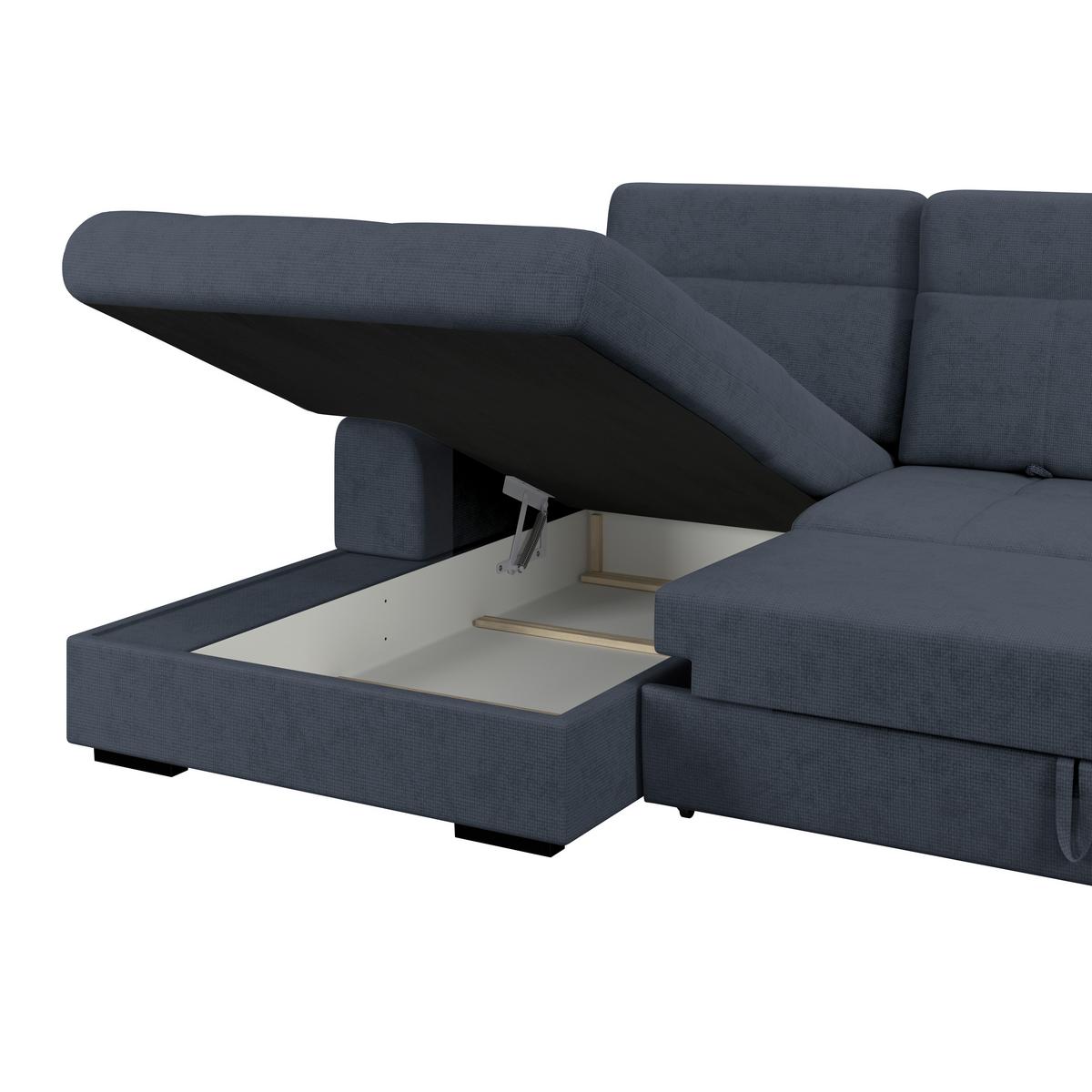 Kutna Garnitura Malaga - plava/crna, Konvencionalno, tekstil/drvo (203/286cm) - Ondega