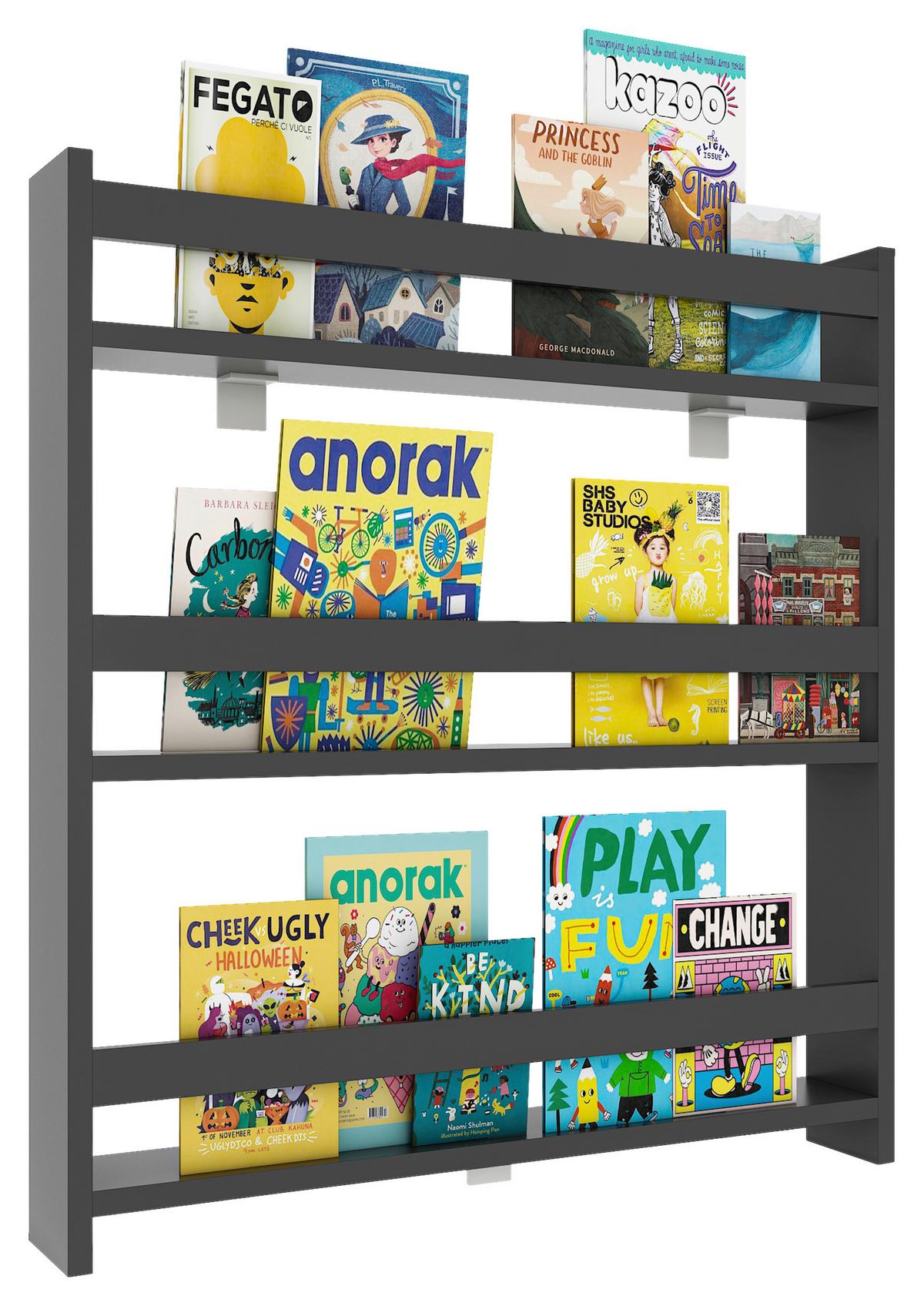 Regal Kidos, Siva - antracit, Moderno, leseni material (70/80/10cm) - MID.YOU