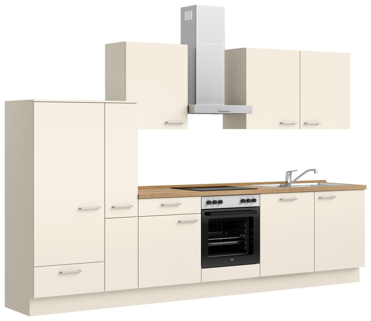 Küchenblock Touch Low m. Geräten Magnolie - Edelstahlfarben/Eichefarben, MODERN, Holzwerkstoff/Metall (330cm) - Nobilia