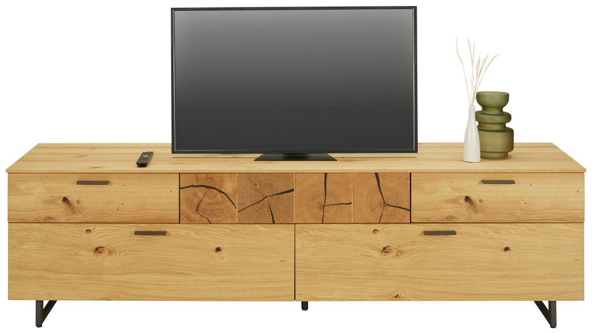 TV-Element in Wildeiche - Wildeiche/Schwarz, Modern, Holzwerkstoff/Metall (203/59/50cm) - Premium Living