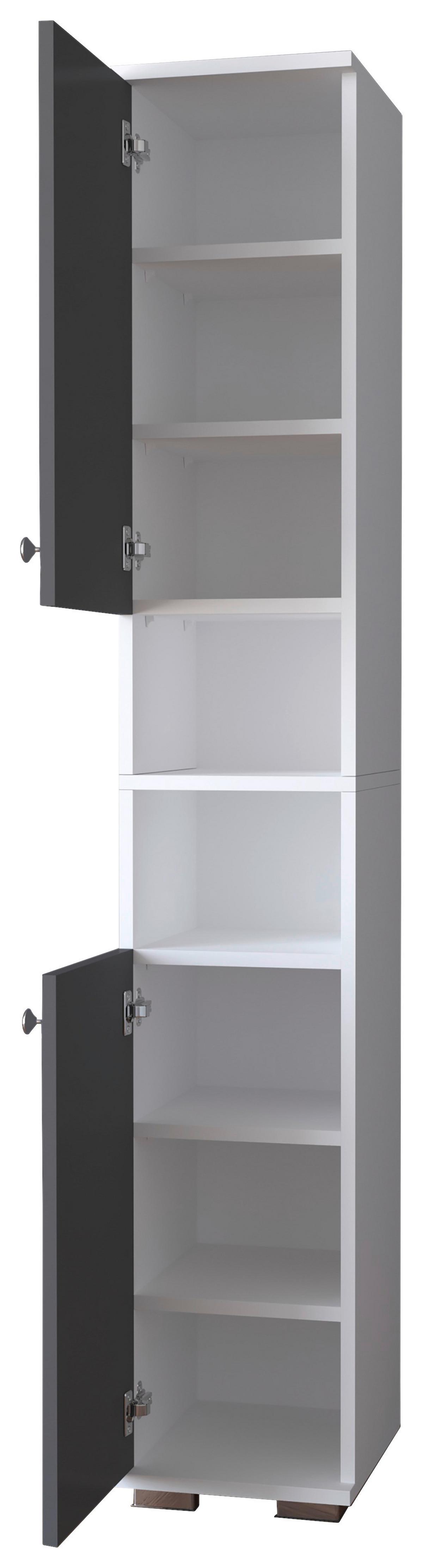 Schuhschrank GADOS Anthrazit ca. 30x178x33 cm - Anthrazit/Alufarben, MODERN, Holzwerkstoff/Metall (30/178/33cm) - MID.YOU