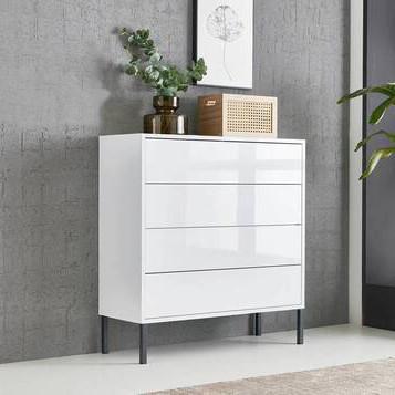 Kommode Mailand Typ 3 Weiß - Weiß Hochglanz/Anthrazit, MODERN, Holzwerkstoff/Metall (79/86/33cm) - MID.YOU
