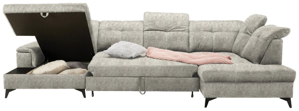 Wohnlandschaft Sierra Taupe - Taupe/Schwarz, Modern, Textil/Metall (181/364/230cm) - Mömax