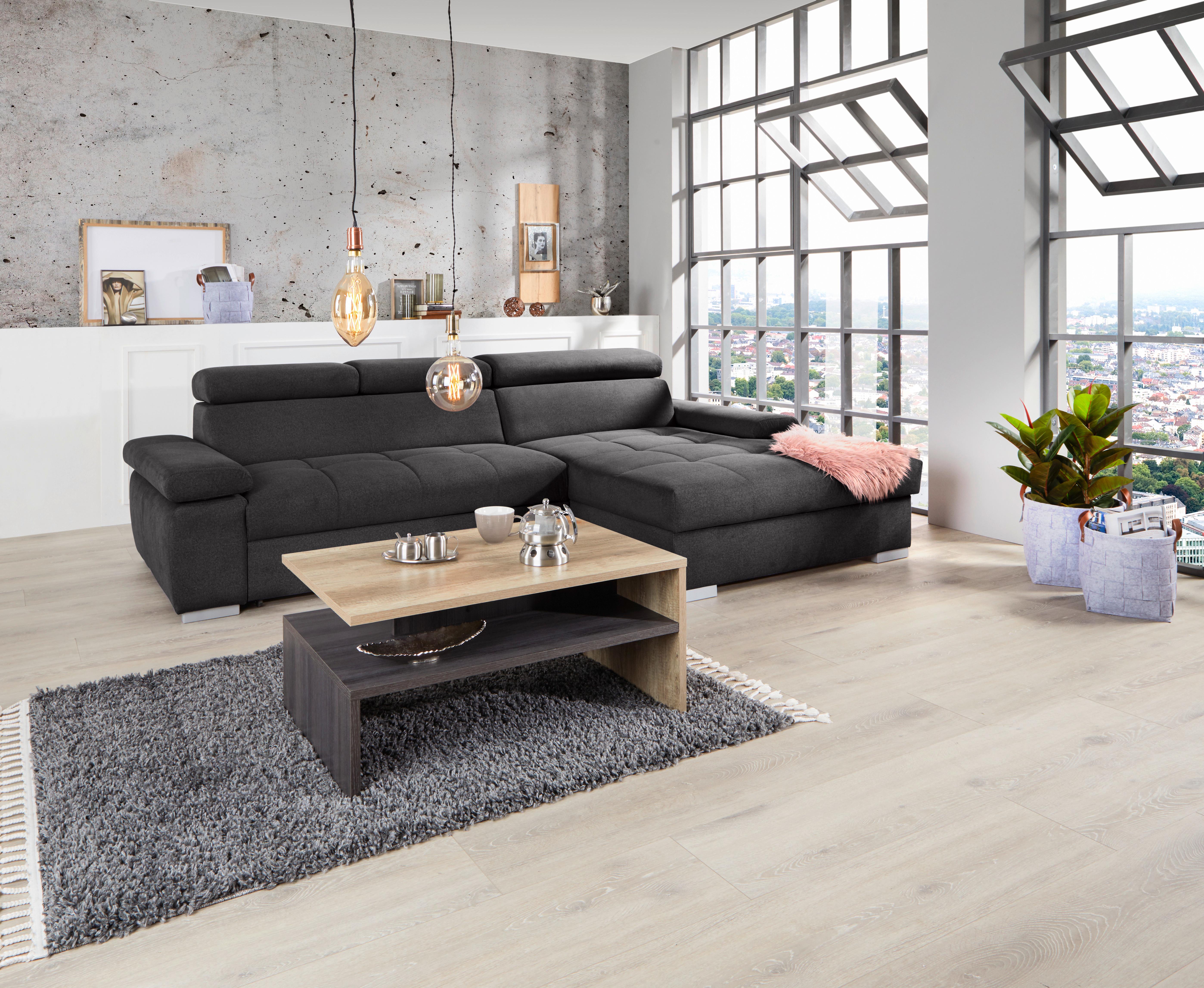 Kutna Garnitura Perry - boje grafita/srebrne boje, Design, tekstil/drvo (292/183cm) - Modern Living