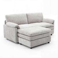 Wohnlandschaft Alessia Chenille Grau - Schwarz/Grau, MODERN, Holz/Kunststoff (188/137cm) - Bessagi Home