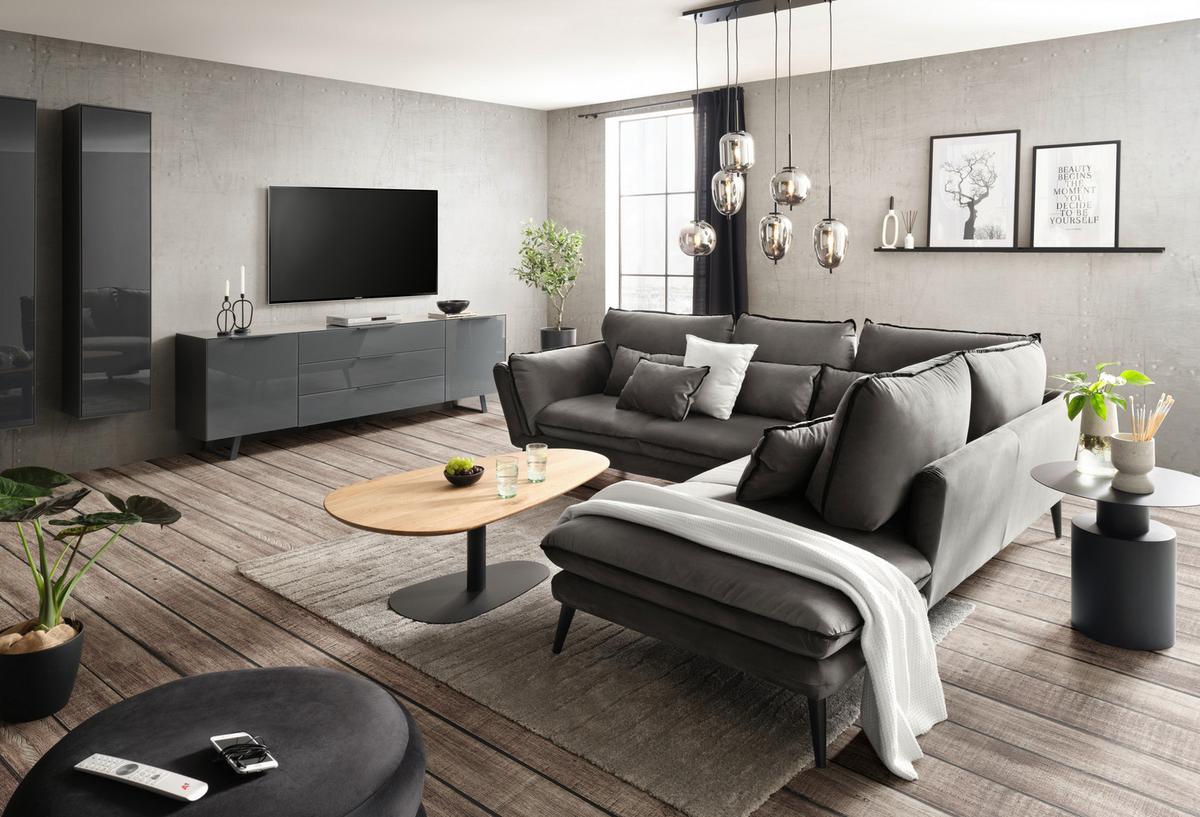 Hängeleuchte Jeanette max. 40 Watt - Schwarz, Modern, Glas/Metall (80/34/120cm) - Premium Living