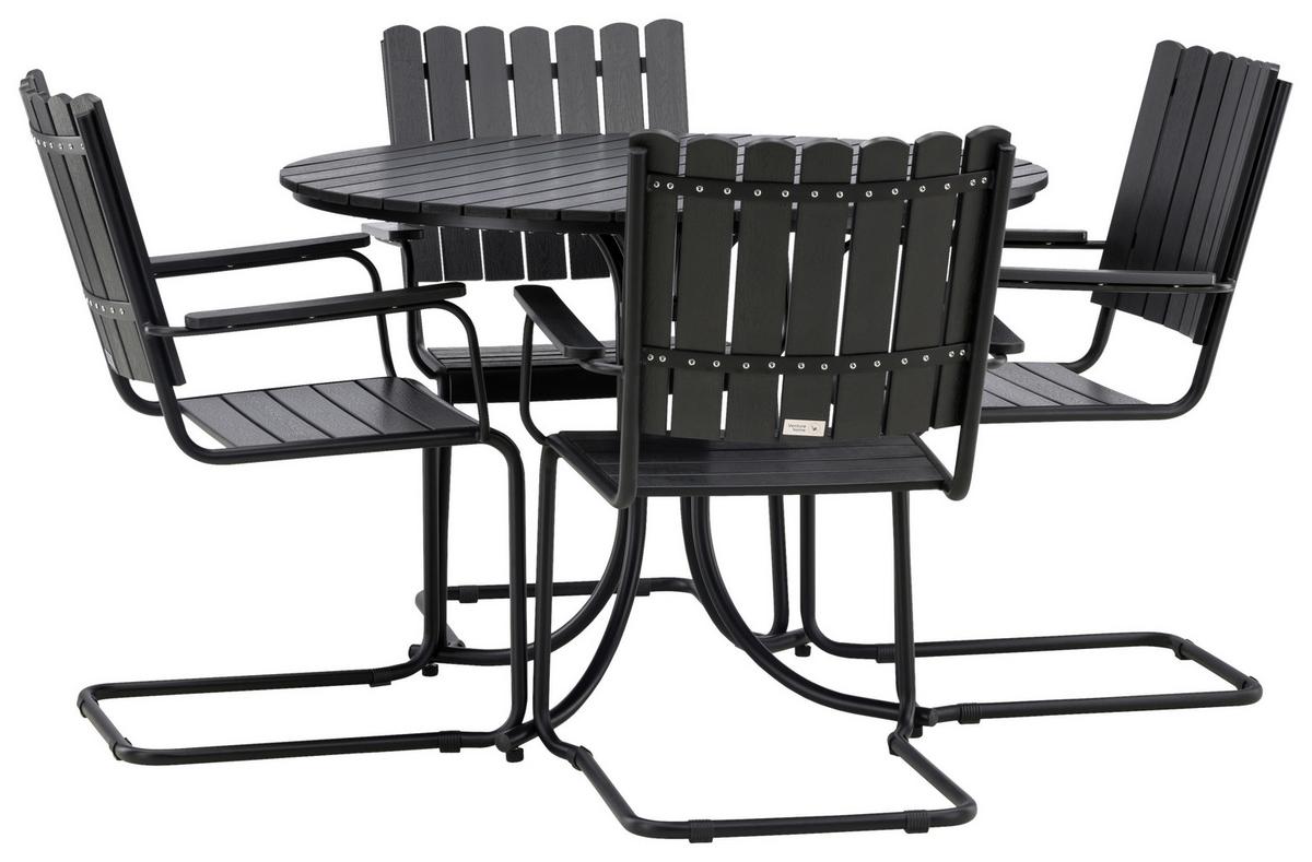 Gartentischgruppe Holmsund Schwarz - Schwarz, KONVENTIONELL, Metall - Gardenson