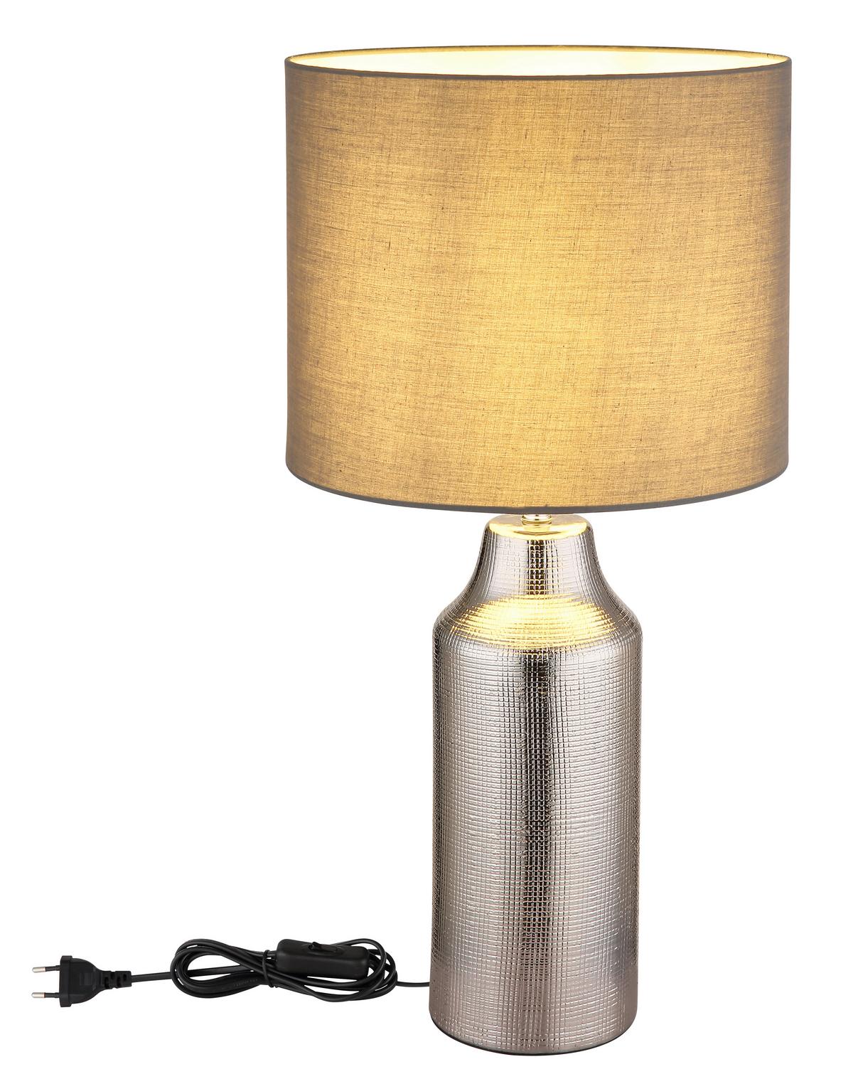 TISCHLEUCHTE 21736S ELDEN - Weiss/Silberfarben, Basics, Keramik/Kunststoff (30,5/61cm) - Globo