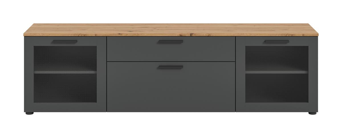 Tv Komoda Niklas - siva/hrast Artisan, Design, staklo/drvni materijal (185/52/40cm) - Modern Living