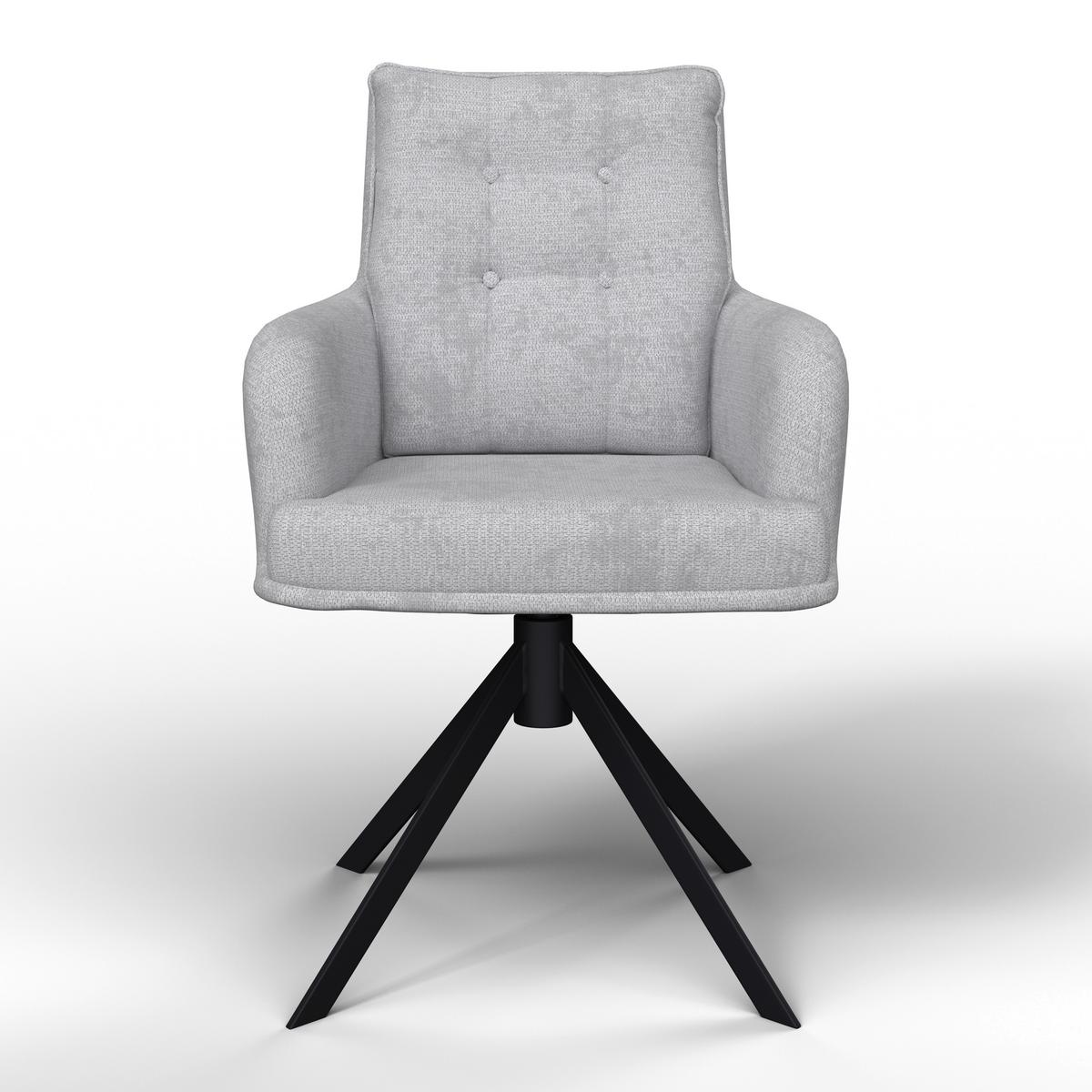 Armlehnstuhl Marietta Hellgrau Webstoff Gepolstert - Hellgrau/Schwarz, MODERN, Holz/Textil (66/90/60cm) - Bessagi Home