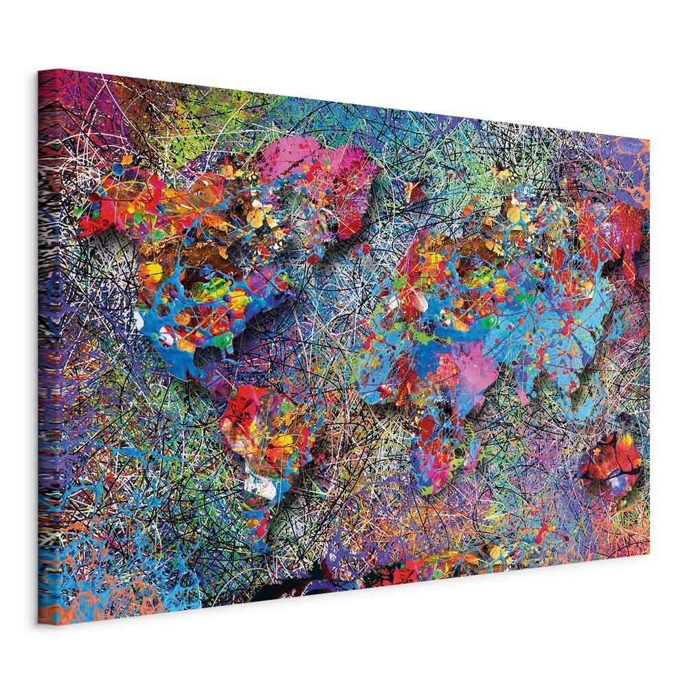 Slika Na Platnu Jackson Pollock Inspiration - modra/barve bezga, Basics, tekstil/leseni material (60/40/1.2cm) - artgeist