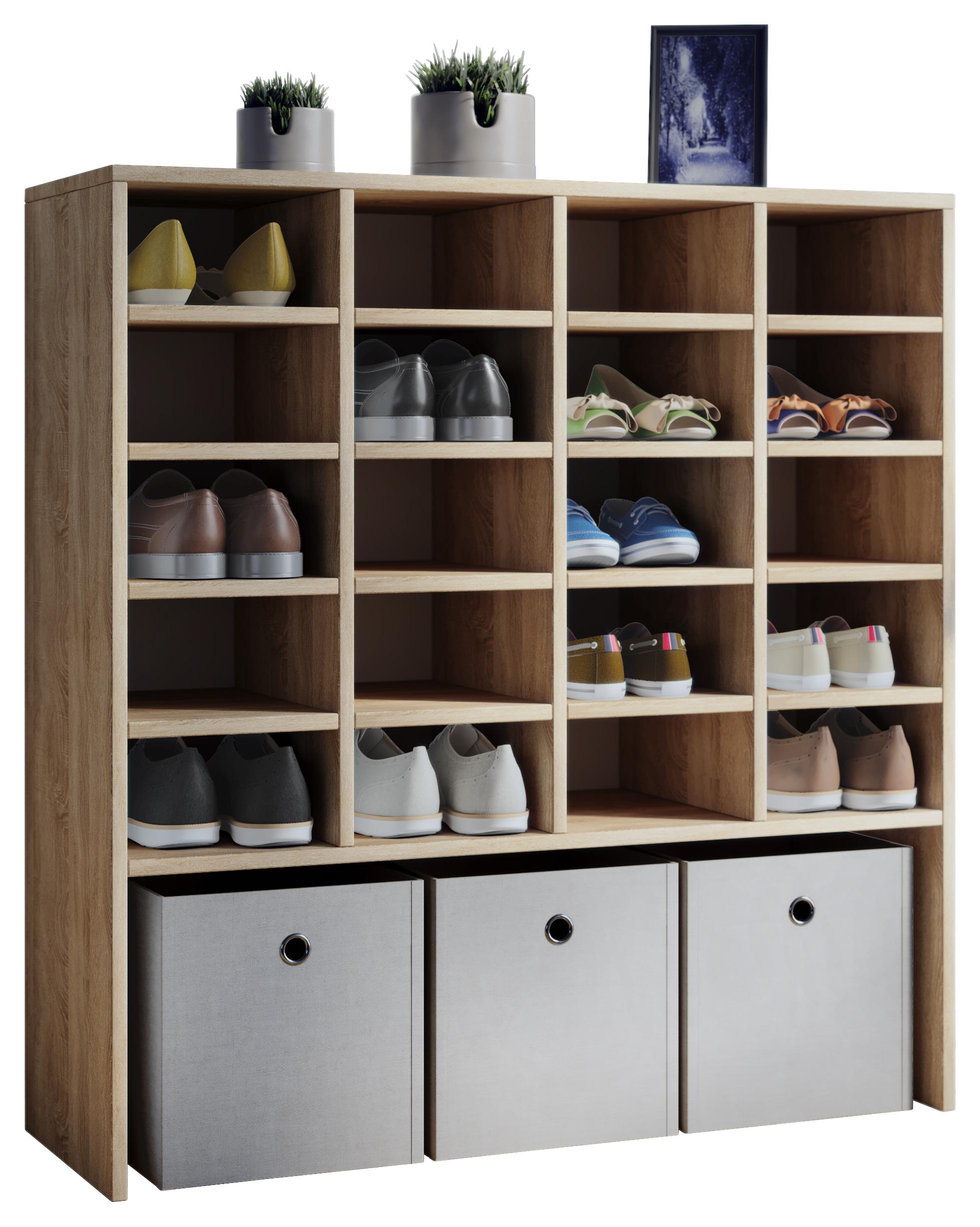 Schuhschrank in Eichefarbe 'Hinsol XL' - Eichefarben, KONVENTIONELL, Holzwerkstoff (92/99/33cm) - MID.YOU