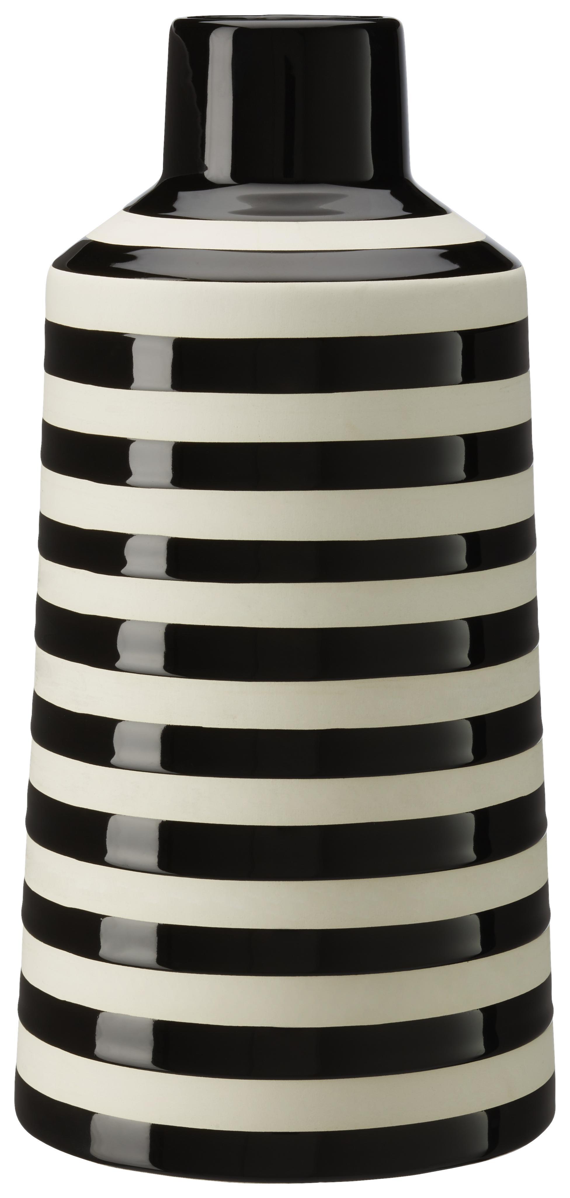 Vase Stripes in Schwarz/Weiß - Schwarz/Weiß, Keramik (14,3/28,5cm) - Mömax modern living