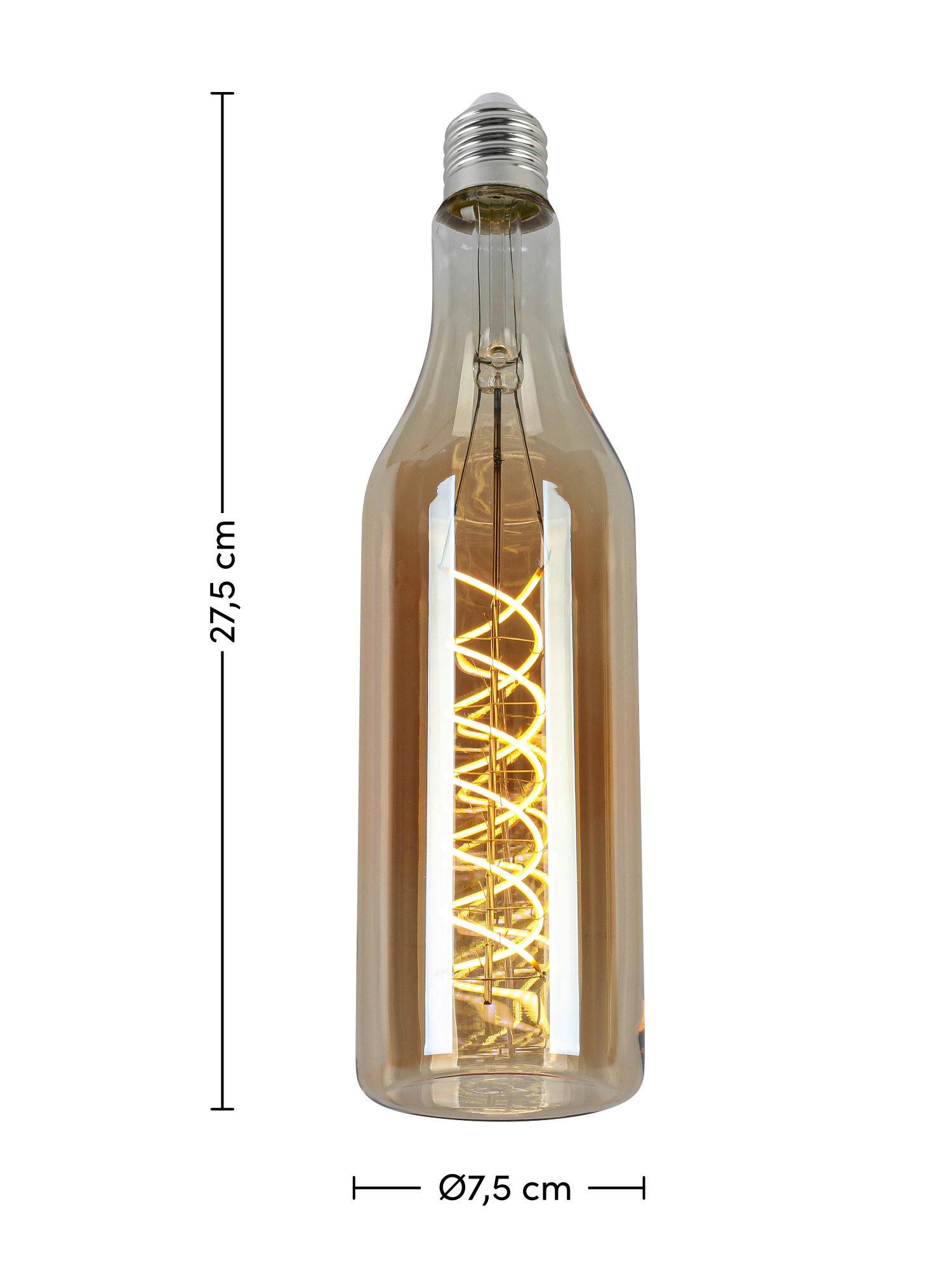 LED-LJUSKÄLLA FLASCHE - bärnstensfärgad, Romantik / Lanthus, metall/glas (7,5/27,5cm) - Mömax