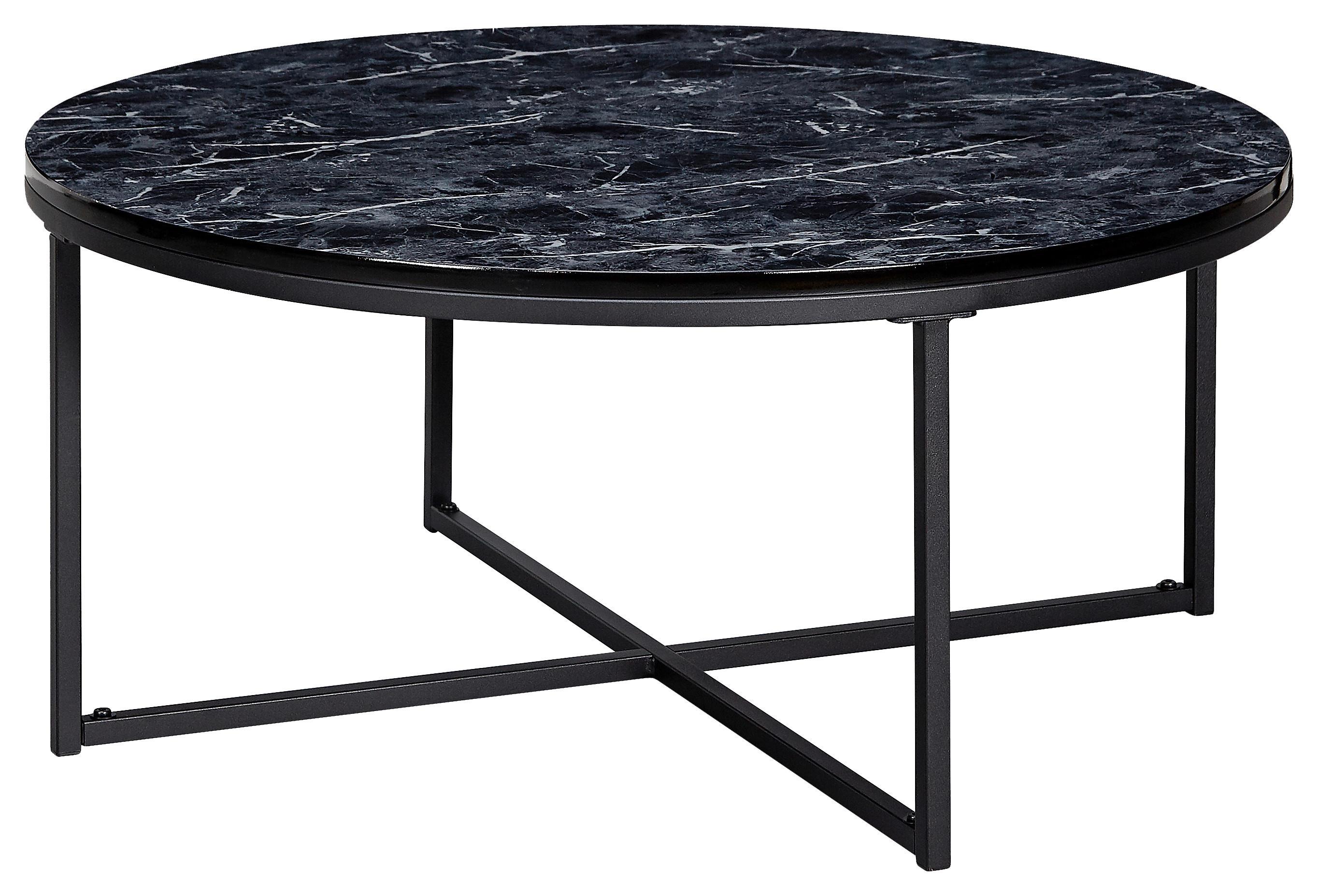 Couchtisch WL6.247 in Schwarz Marmoroptik - Schwarz, KONVENTIONELL, Holzwerkstoff/Metall (80/36cm) - MID.YOU
