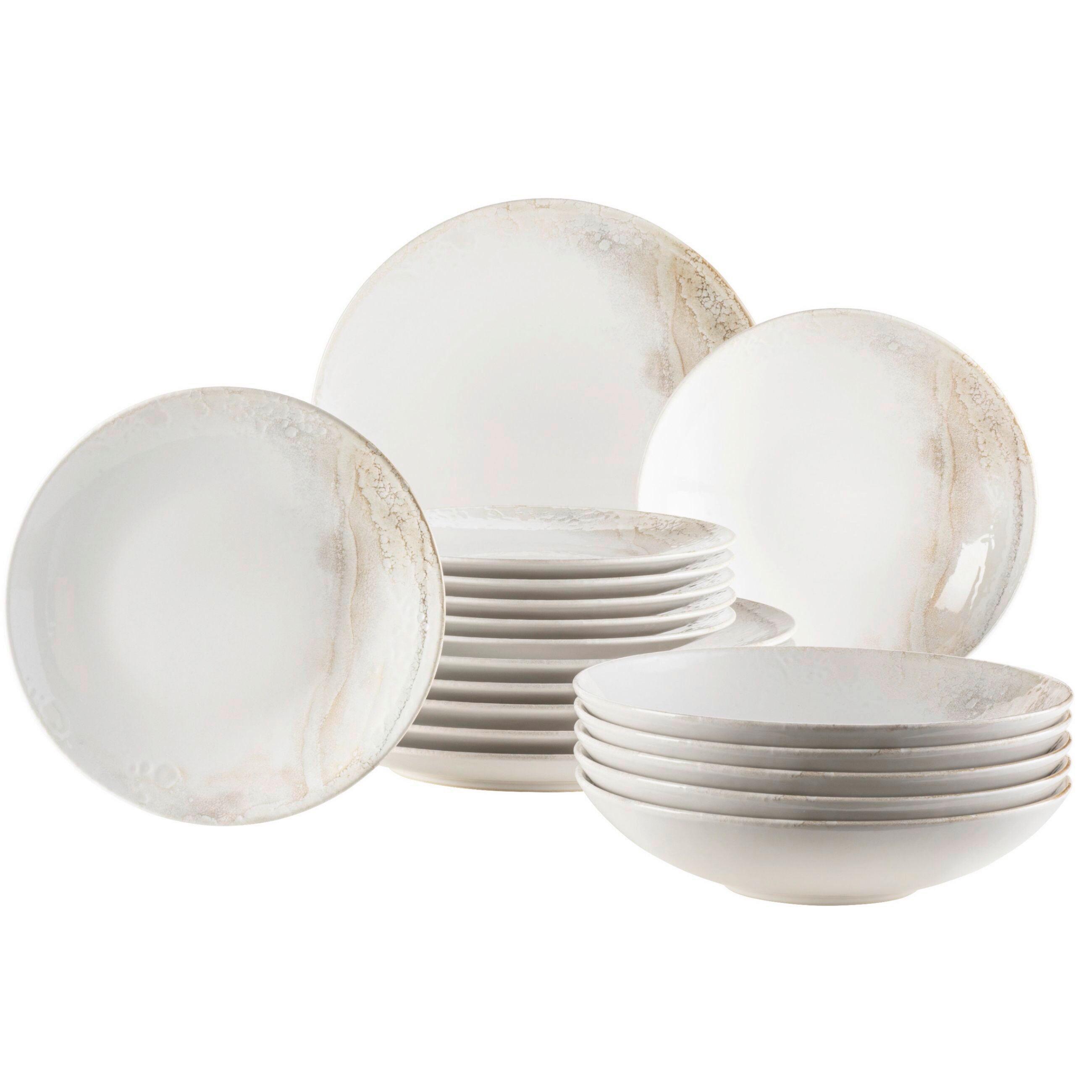 TAFELSERVICE 931949 WOODEN LIGHT - Weiss/Beige, Basics, Keramik (40,5/36,5/49cm) - Mäser