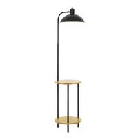 Stehleuchte Tablem in Schwarz/Eiche max. 40 Watt - Eichefarben/Schwarz, MODERN, Holz/Metall (33/146cm) - Premium Living