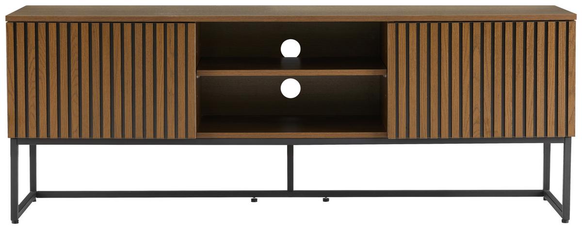 KOMODA NISKA BUENO - kolor ciemnego dębu/czarny, Modern, materiał drewnopochodny/metal (160/60/40cm) - Xora