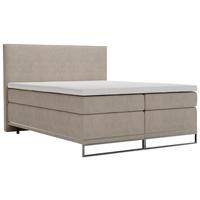 Boxspringbett Cromo Beige ca. 200x200 - Beige/Silberfarben, Konventionell, Textil/Metall (200/200cm) - Premium Living