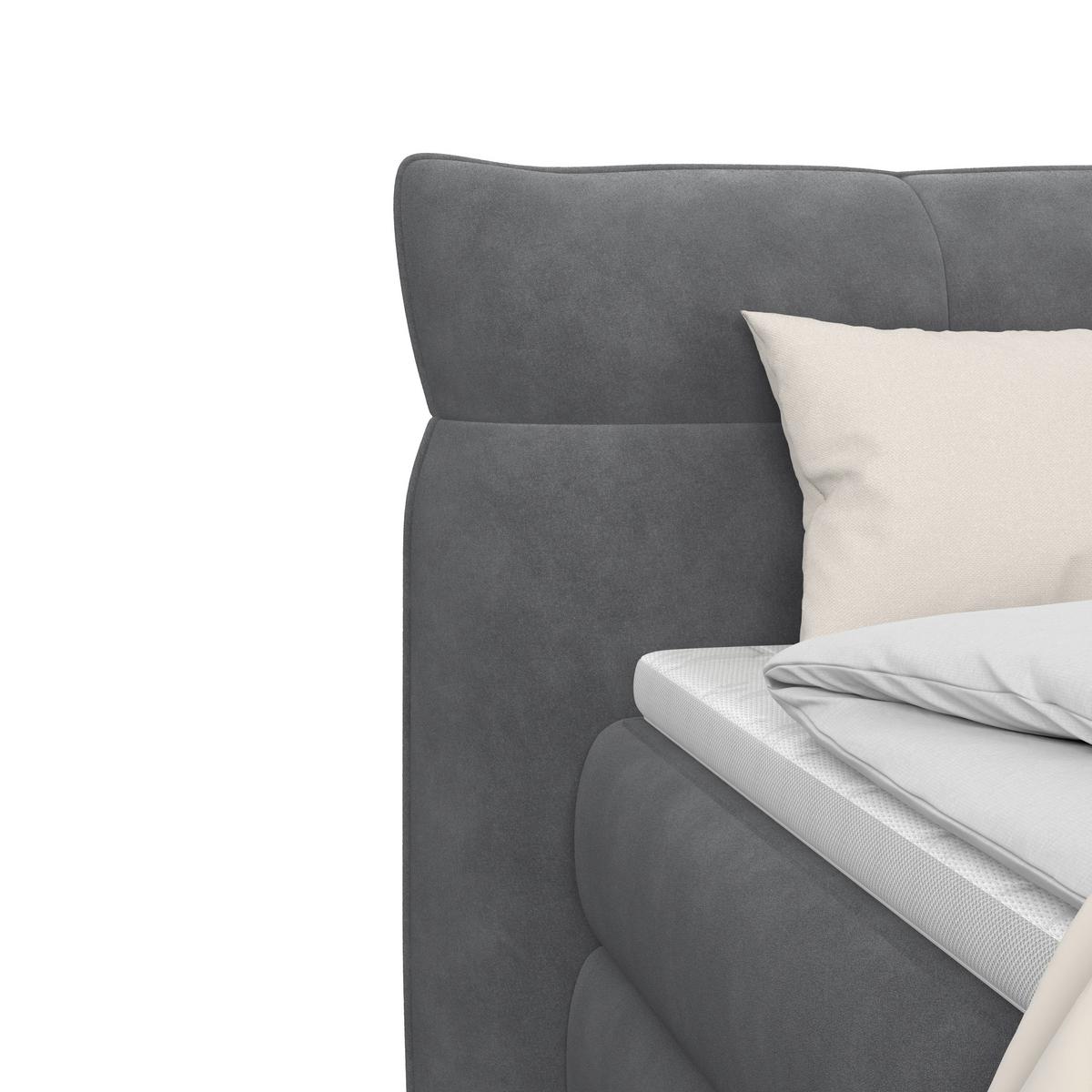 Boxspring Krevet Carmelo - crna/antracit, Trend, tekstil/plastika (160/200cm) - Premium Living