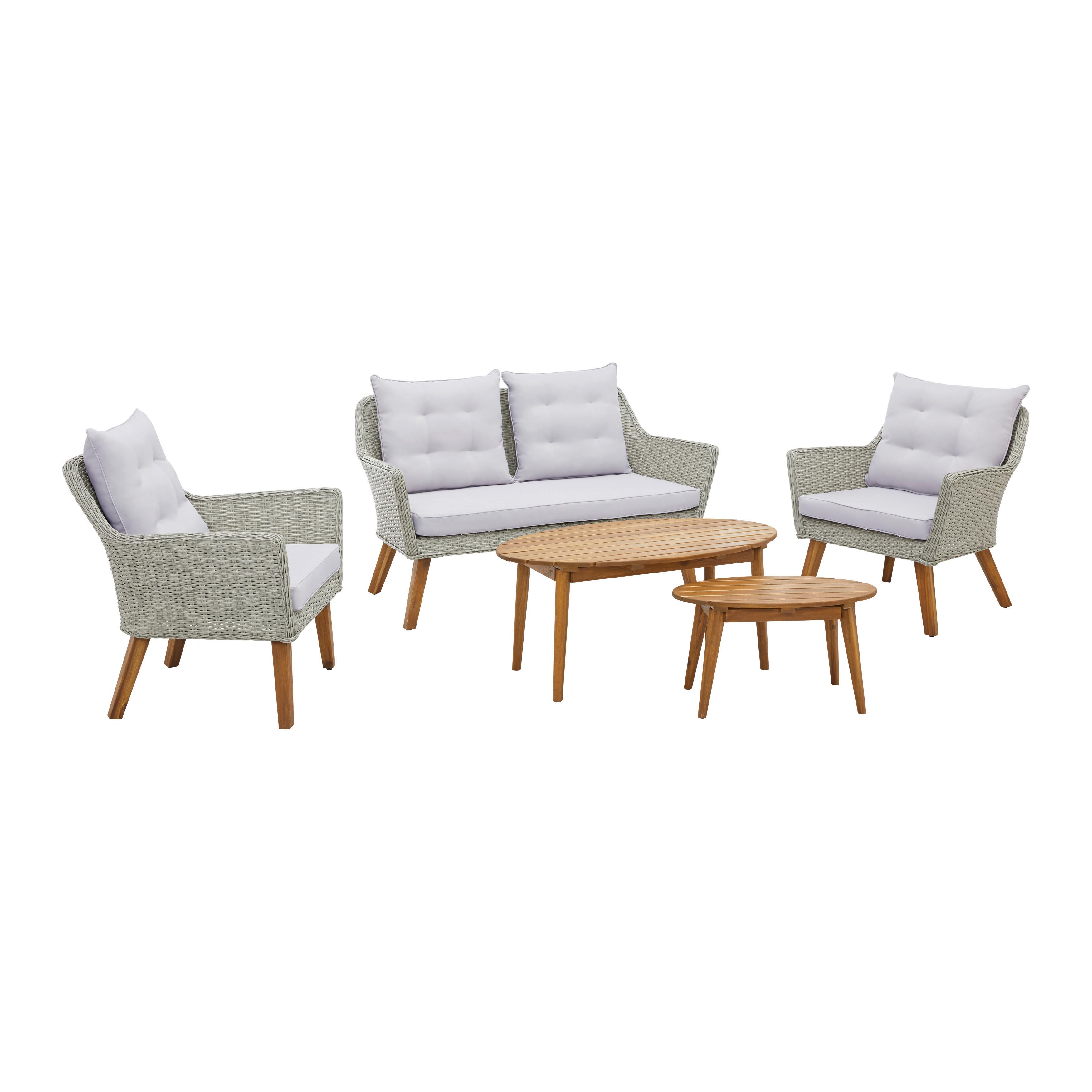 Lounge Garnitúra Brüssel - Natúr/Szürke, modern, Műanyag/Fa - Zandiara