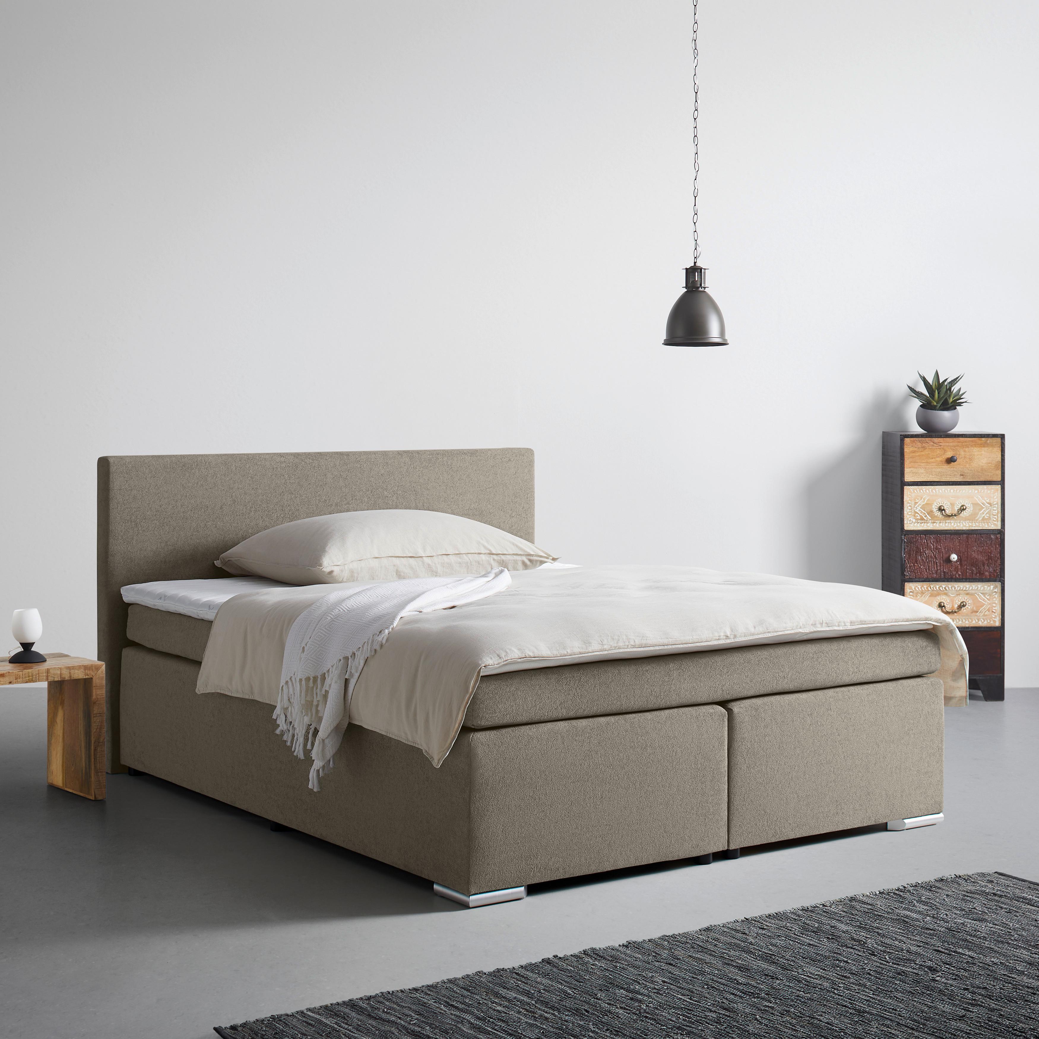 LIT BOXSPRING MIRA 2 -EXKLUSIV- -BASED- - Braun, Modern, Holz/Kunststoff (180/200cm) - Based