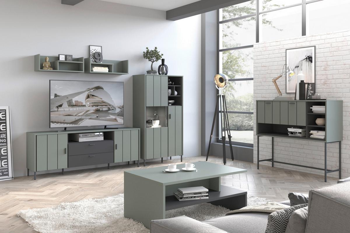 Stolić Shirley - siva/zelena, Design, drvni materijal (100/66/45,5cm) - Modern Living