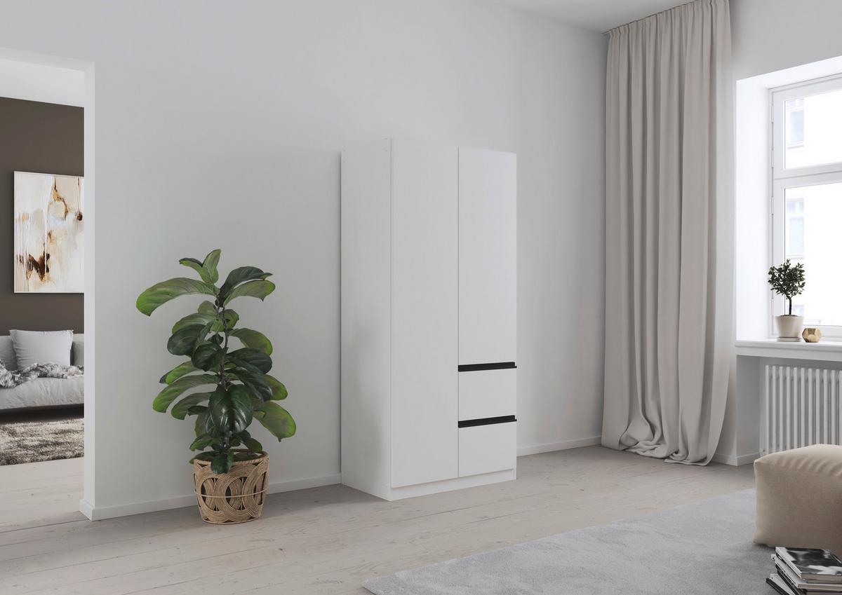 Drehtürenschrank COSTA ca.91x197x54cm Grau Metallic - Weiß/Grau, MODERN, Holzwerkstoff (91/197/54cm) - Rauch Möbel