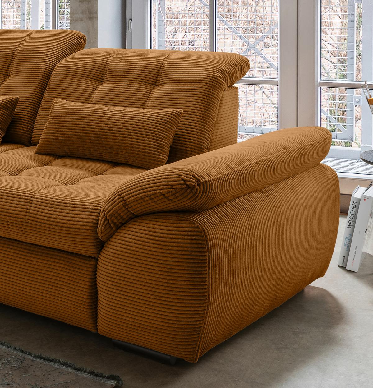 Ecksofa mit Bettkasten Rigatti ca. 184x314 cm Goldfarben - Goldfarben/Schwarz, MODERN, Textil/Metall (184/314cm) - Livetastic