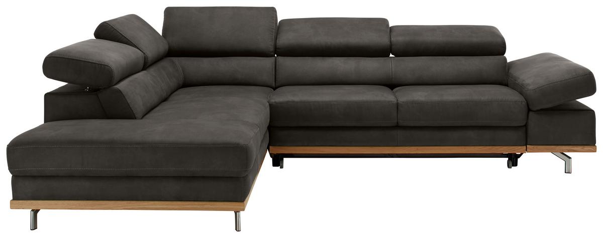 Ecksofa Carmen Dunkelgrau - Chromfarben/Dunkelgrau, Konventionell, Holz/Textil (292/226cm) - Premium Living