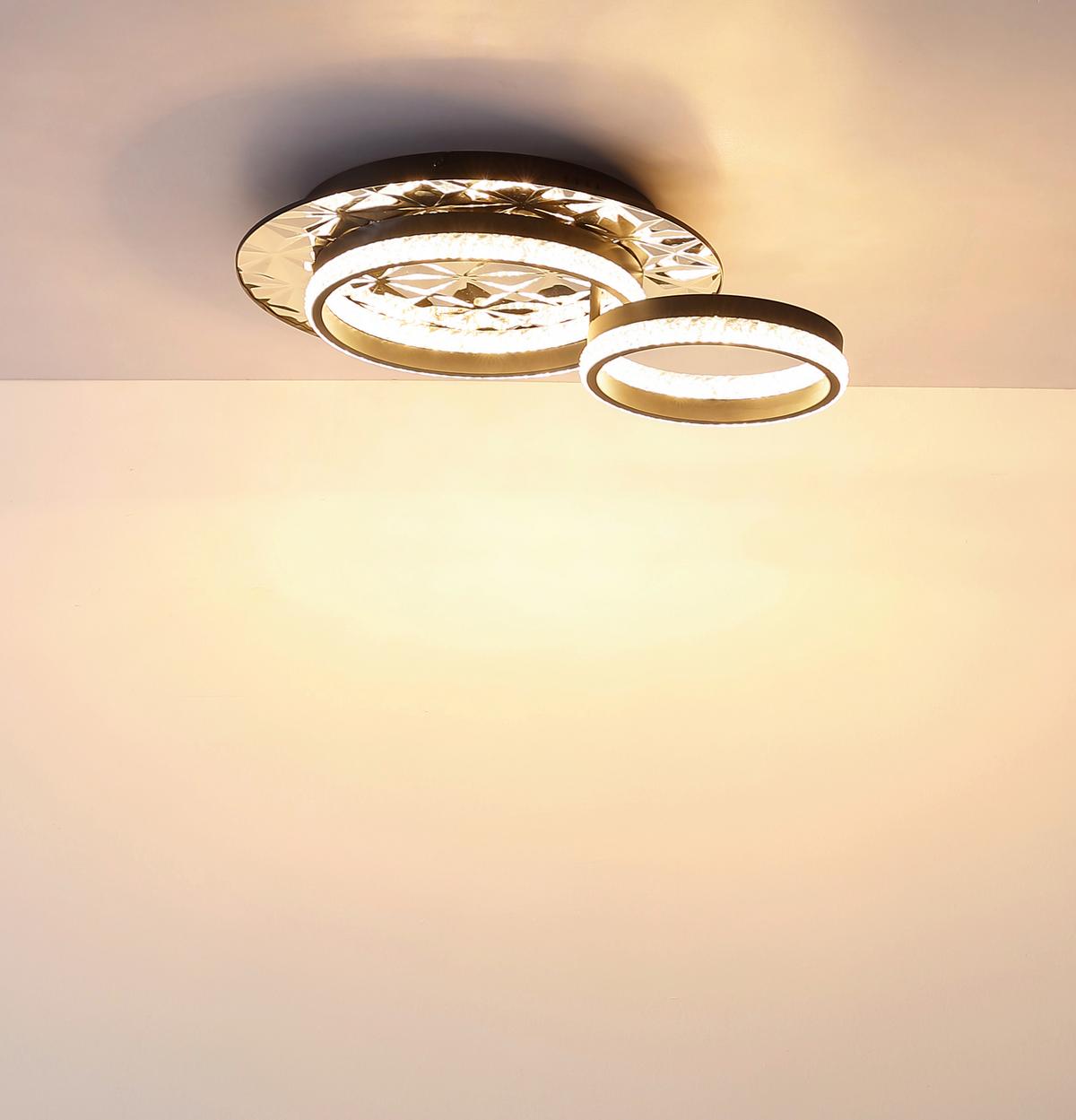 LED-DECKENLEUCHTE 67361C DELLA II - Klar/Chromfarben, Design, Kunststoff/Metall (50,5/40/14cm) - Globo