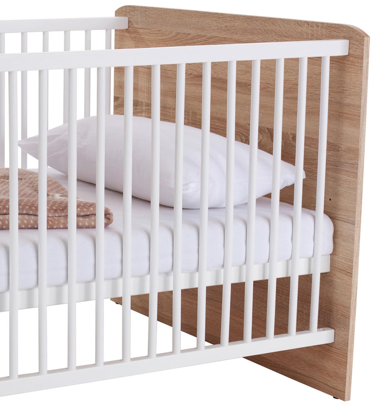 Gitterbett Wiki ca. 70x140 cm Weiß/Eiche - Weiß/Sonoma Eiche, KONVENTIONELL, Holzwerkstoff (144/82cm) - MID.YOU