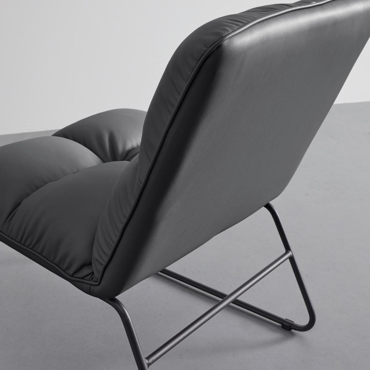 Sessel Eleina Grau Lederlook - Schwarz/Grau, MODERN, Textil/Metall (71/82/70cm) - Bessagi Home