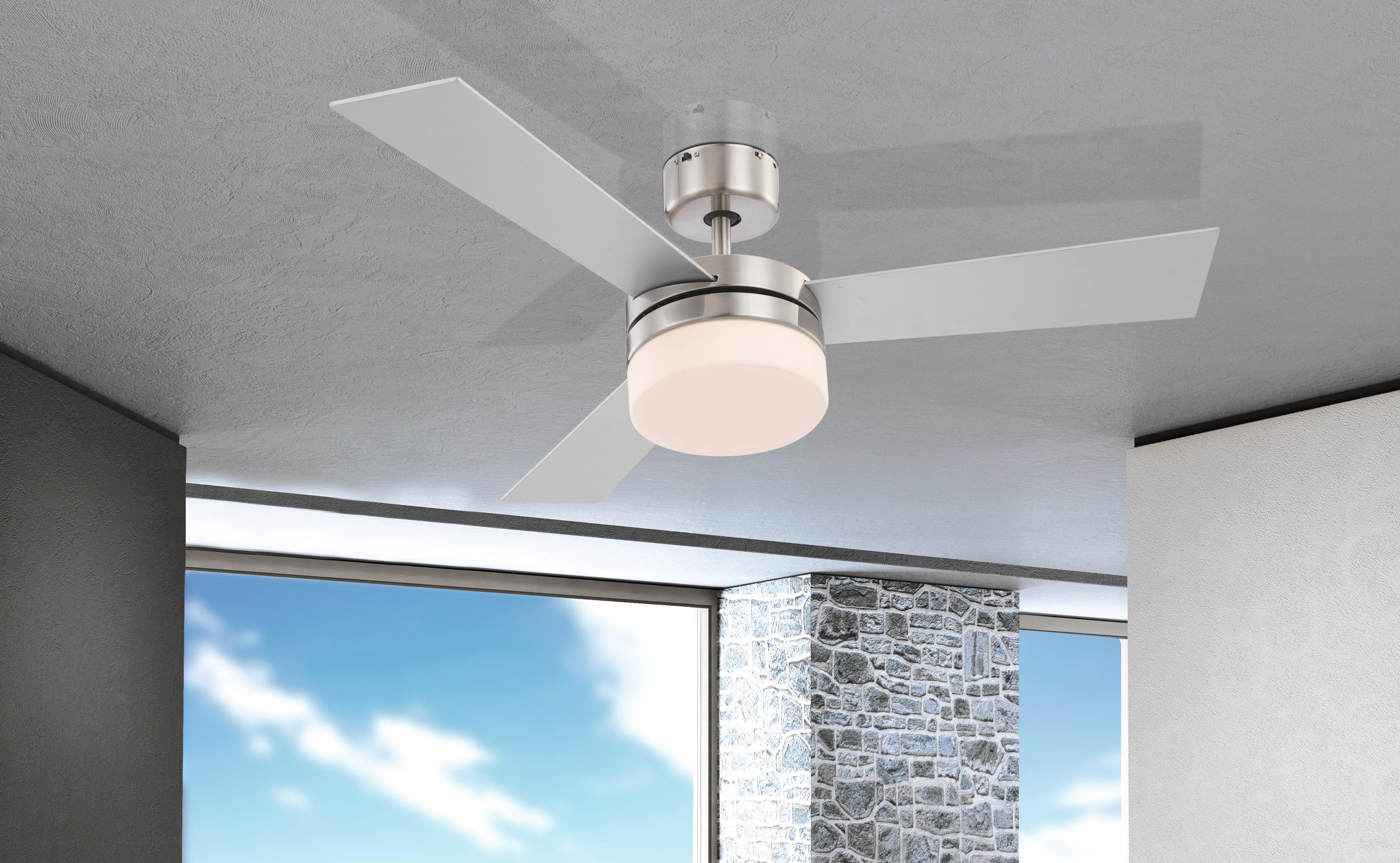 Deckenventilator Andreas in Braun max.40 Watt - Silberfarben/Braun, KONVENTIONELL, Glas/Holz (105/30,5cm)