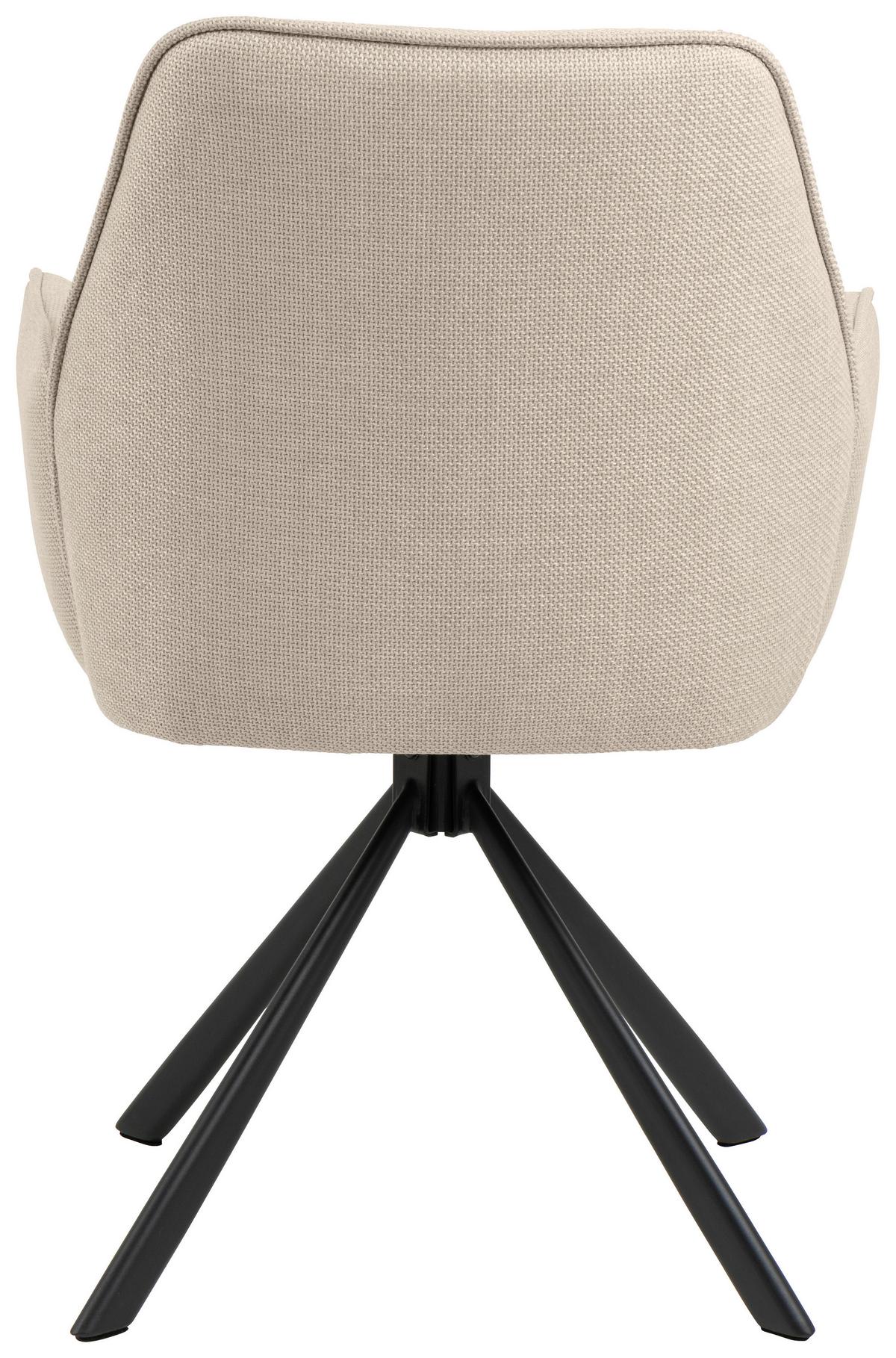 KRZESŁO Z PODŁOKIETNIKAMI GLENDA - beżowy/czarny, Trend, metal/tkanina (61/88,5/63cm) - MID.YOU