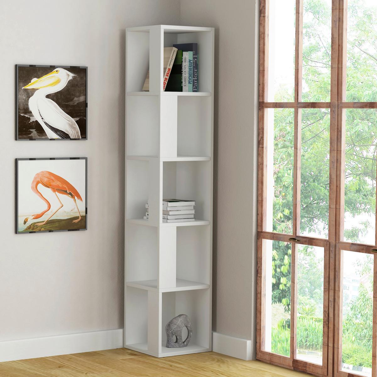 Eckregal Weiß ca. 32x159x32 cm - Weiß, Design, Holzwerkstoff (32/159/32cm) - Livetastic