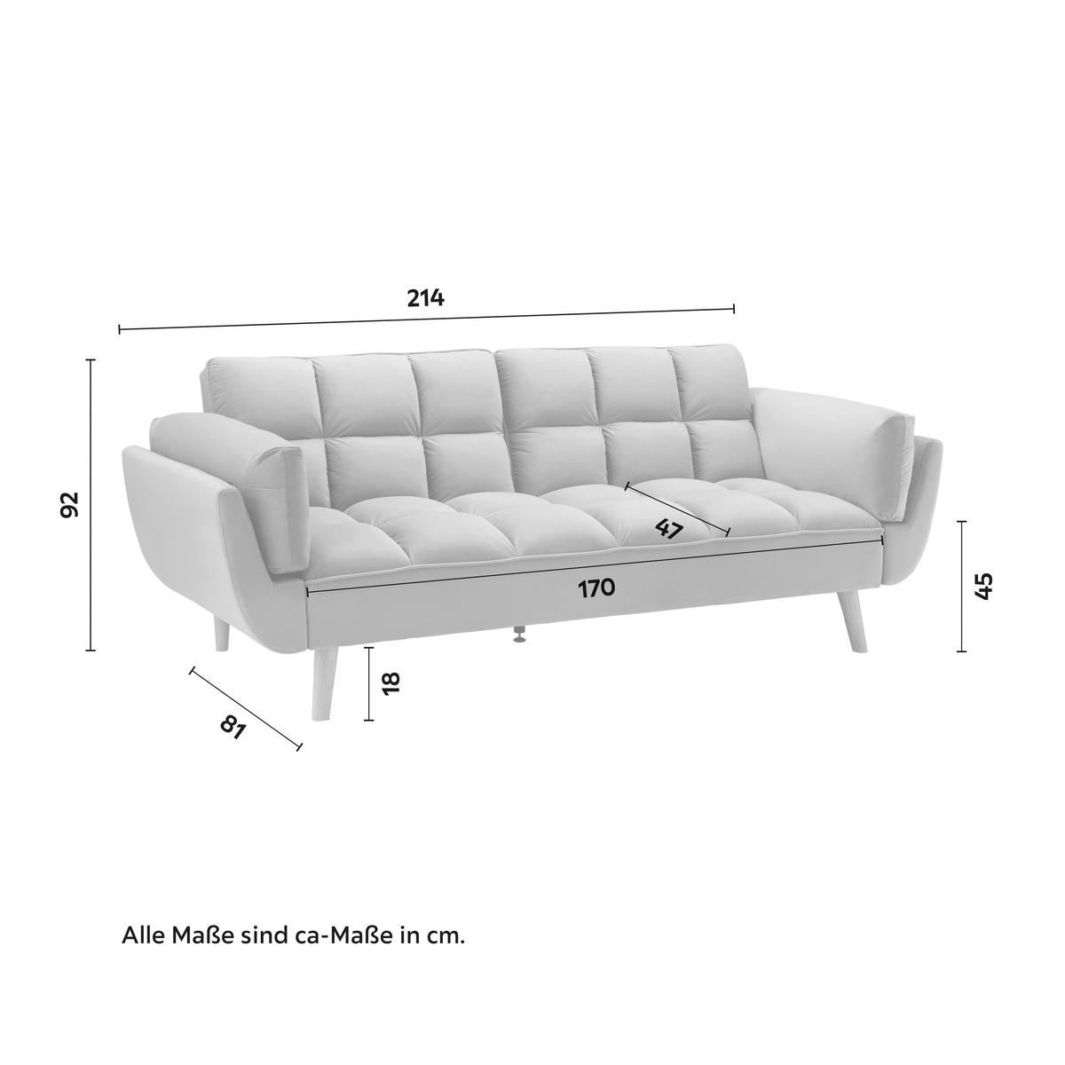 SOFA Z FUNKCJĄ SPANIA CORA - kolor naturalny/szary, Modern, drewno/tkanina (214/92/81cm) - Bessagi Home