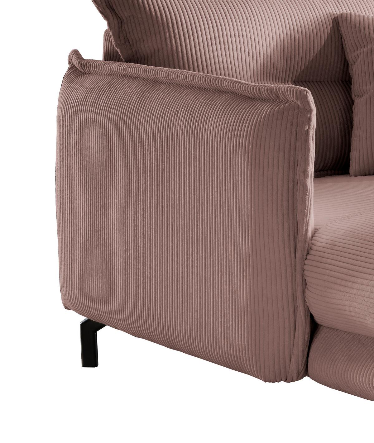 Relaxsessel Lava Rosa Cord - Schwarz/Rosa, MODERN, Textil/Metall (111/101/167cm) - Livetastic