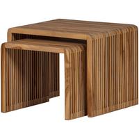 Beistelltisch Jasmijn 2er-Set Teak - Naturfarben, Design, Holz (50-40/41-36/45-40cm) - Livetastic