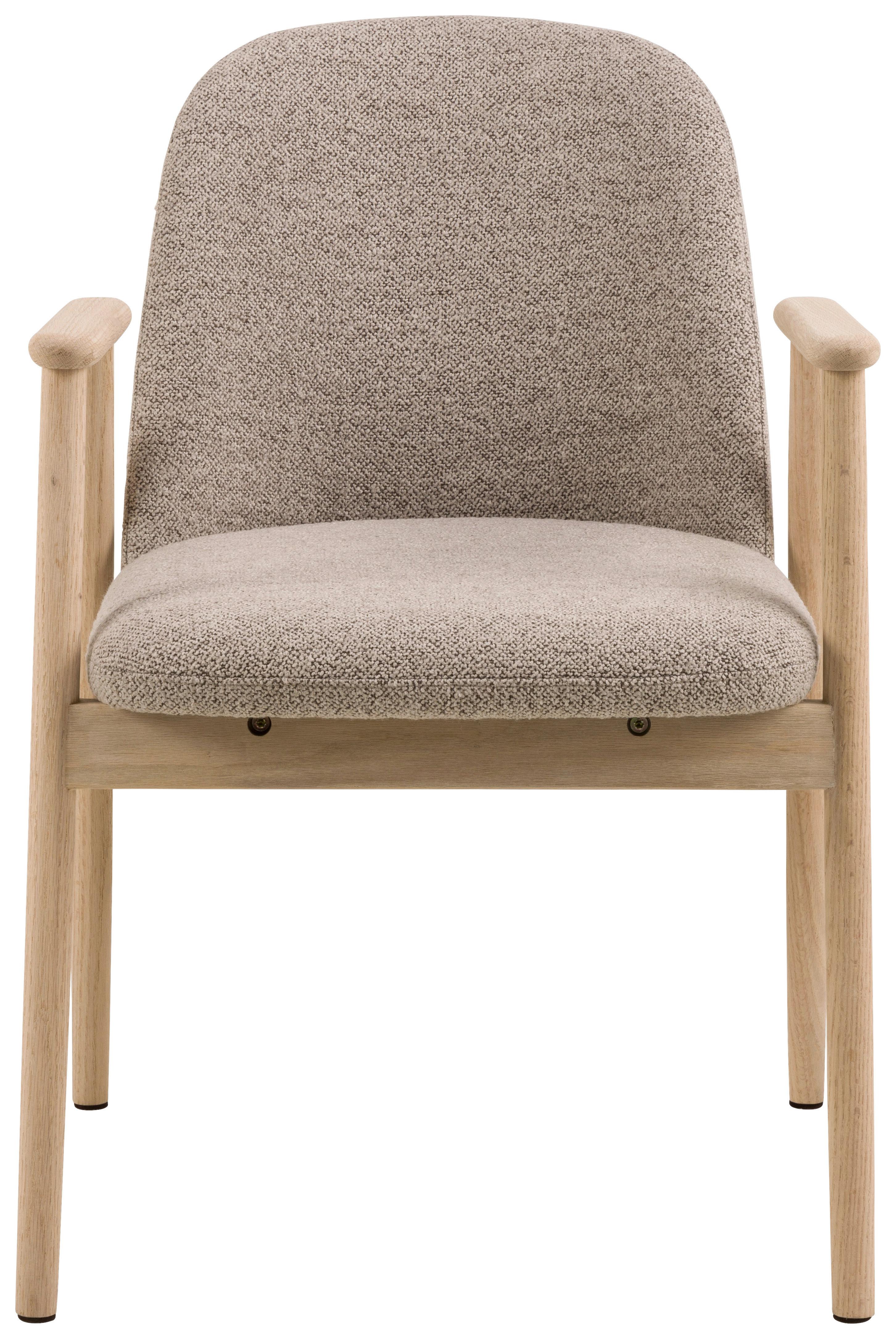 KRZESŁO Z PODŁOKIETNIKAMI LEO - beżowy/kolor dębowy, Modern, drewno/tkanina (55,5/80,5/57cm) - Livetastic