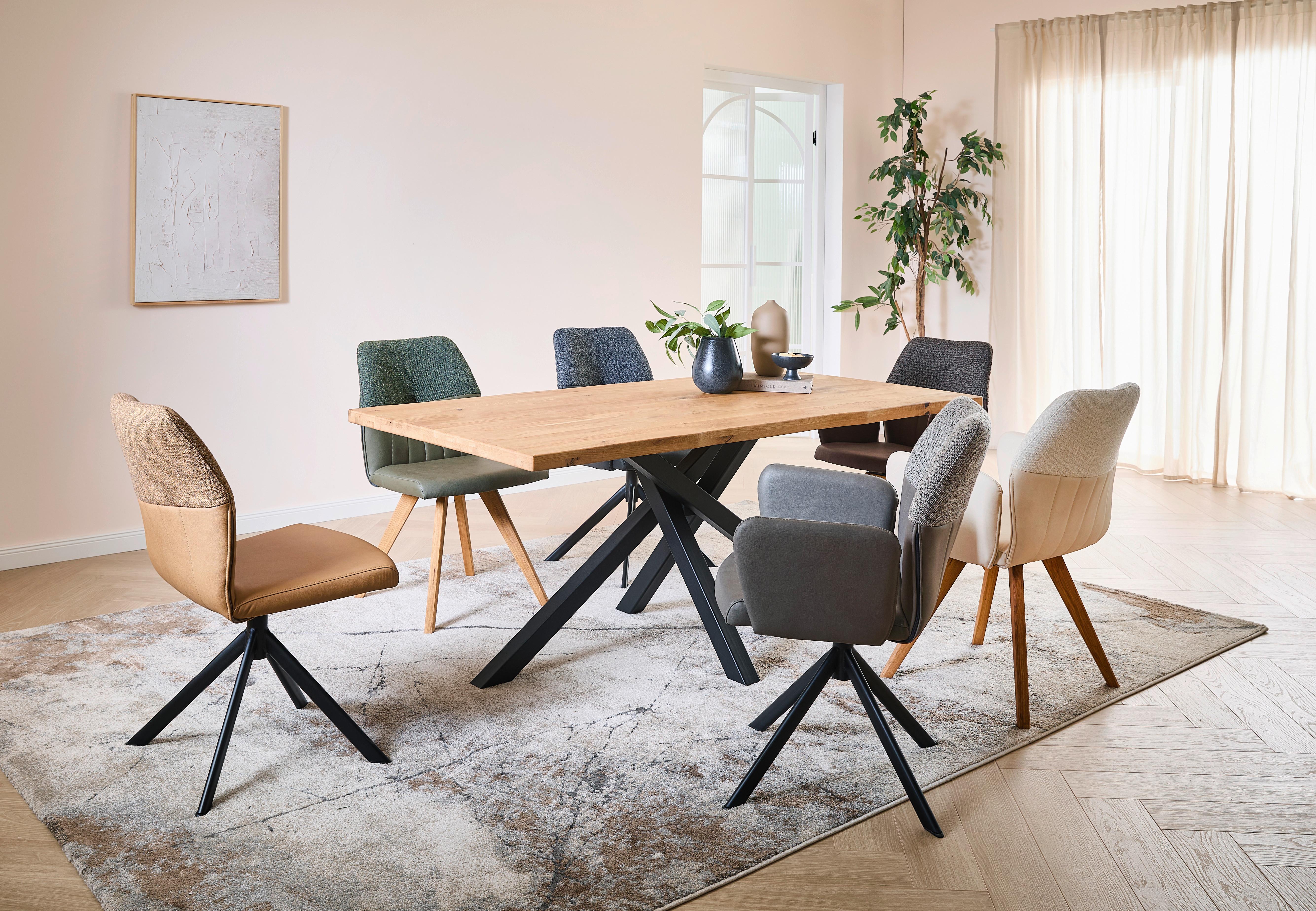 KRZESŁO Z PODŁOKIETNIKAMI CORDOBA - beżowy/dąb dziki, Konventionell, tkanina/drewno (57/87/63cm) - Valdera