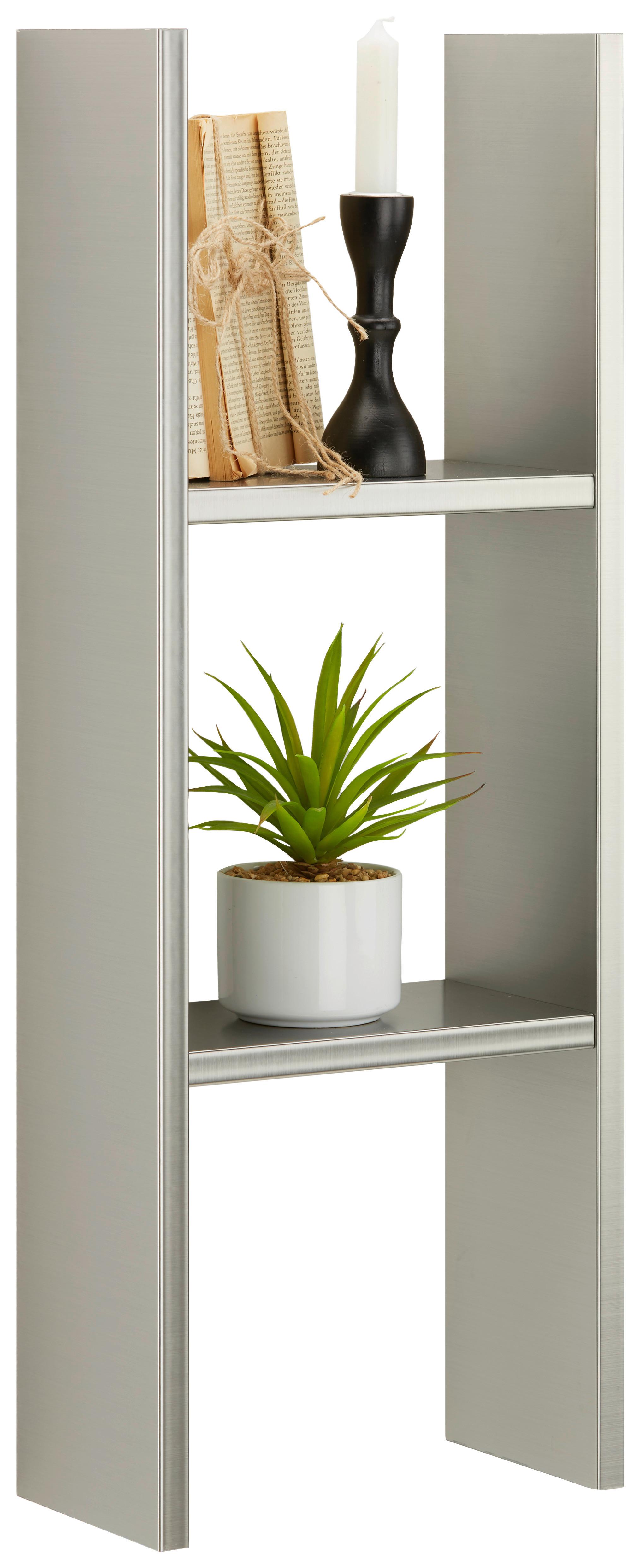 Wandregal in Edelstahlfarben - Edelstahlfarben, MODERN, Holzwerkstoff (23/15/78cm) - Premium Living