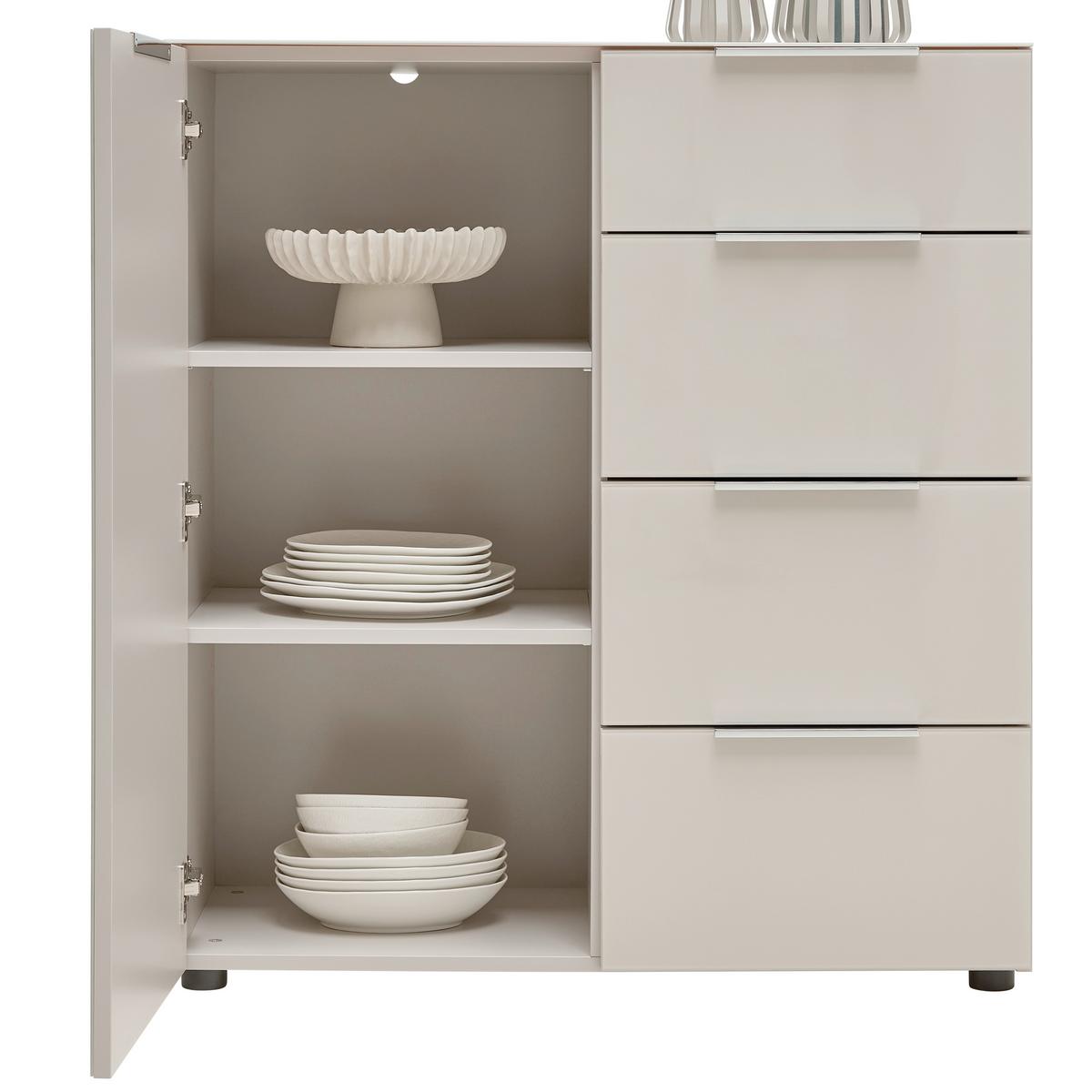 Kommode Siena Kaschmir - Chromfarben/Kaschmir, Modern, Glas/Holzwerkstoff (90/99/40cm) - Mömax