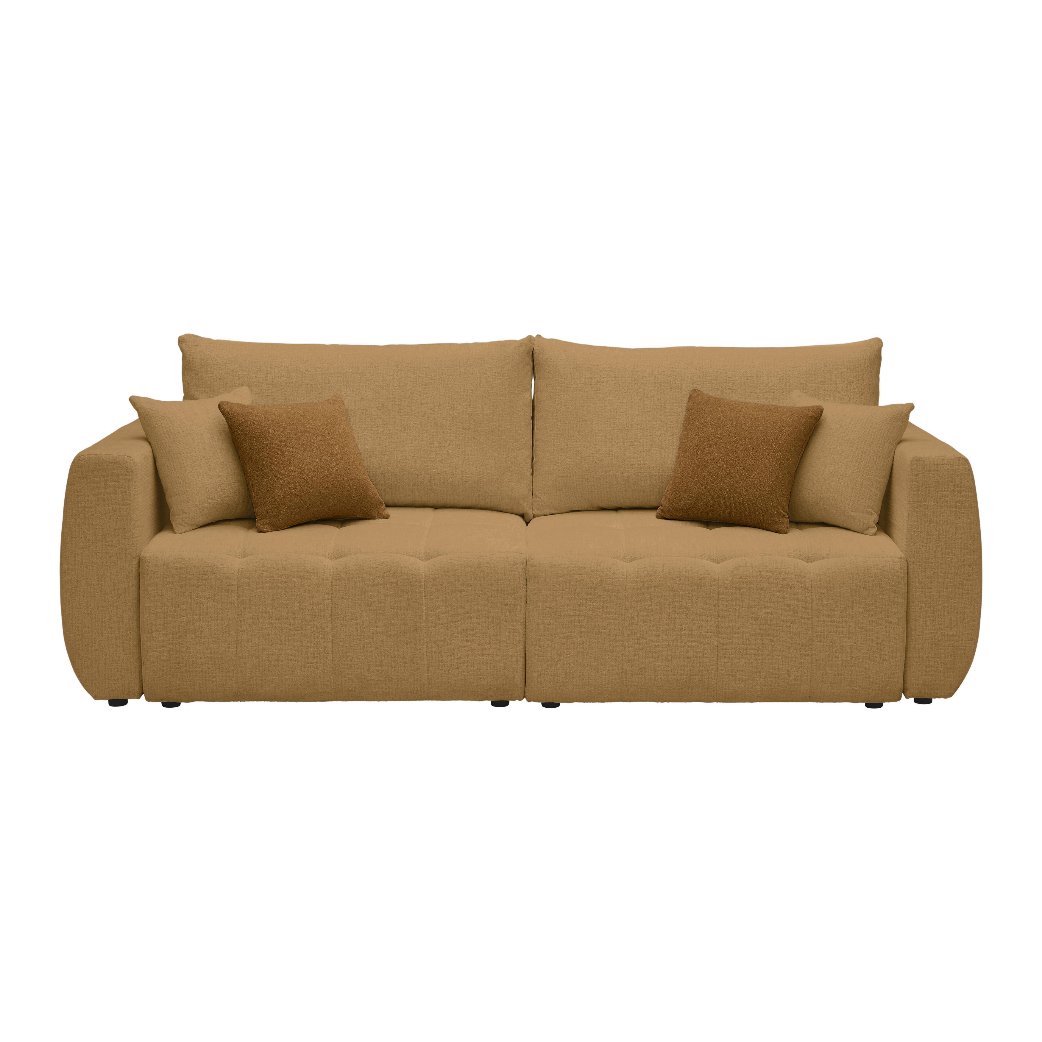 Schlafsofa Bologna Senfgelb - Beige/Senfgelb, Holz/Textil (245/74-90/104cm) - Mömax