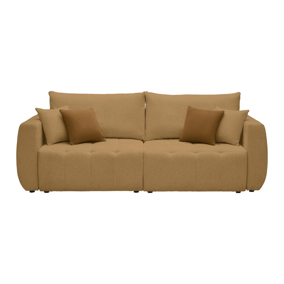 Schlafsofa Bologna Senfgelb - Beige/Senfgelb, Holz/Textil (245/74-90/104cm) - Mömax