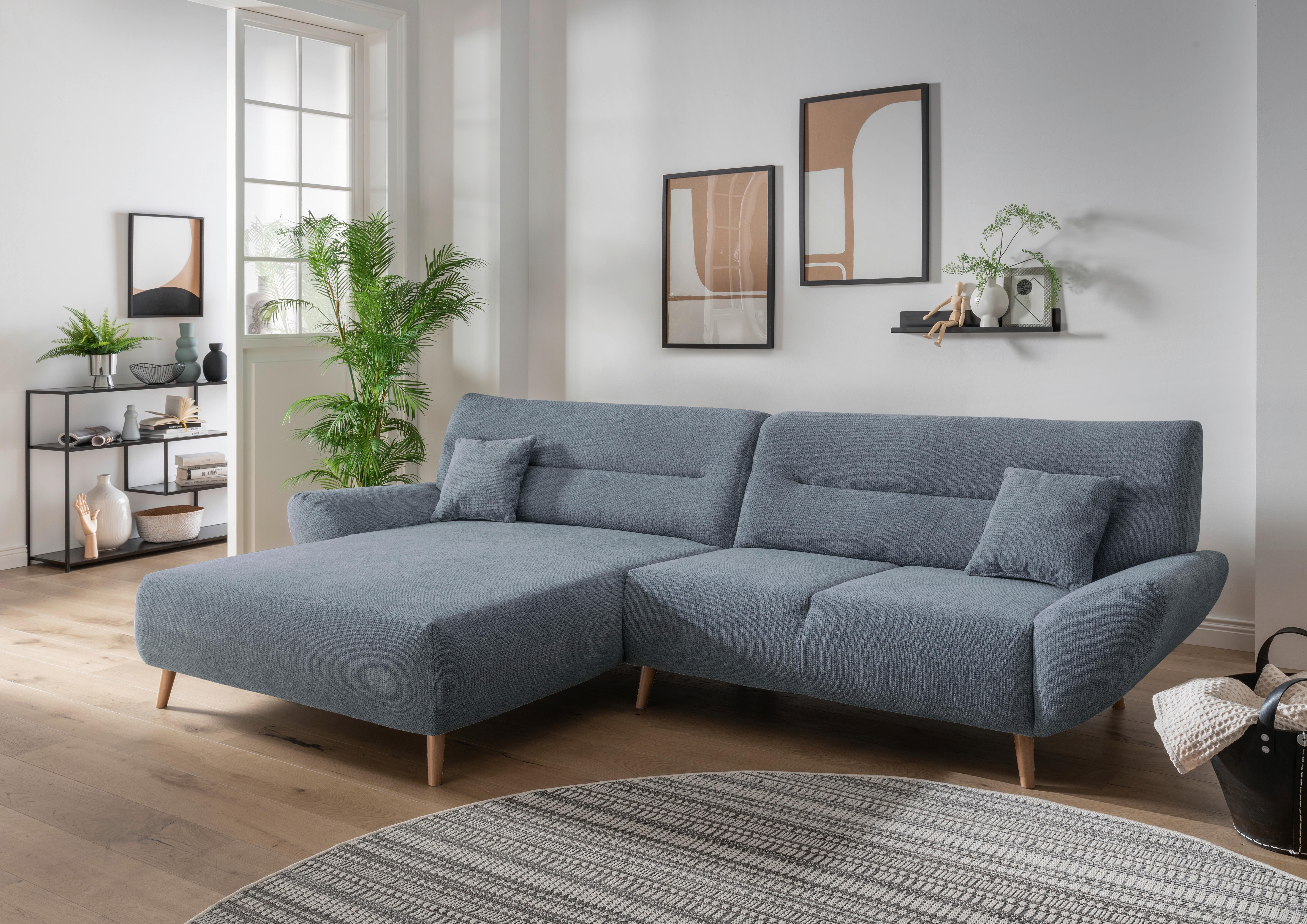 Wohnlandschaft Drago Hellblau Chenille - Wildeiche/Hellblau, MODERN, Holz/Textil (166/290cm) - MID.YOU