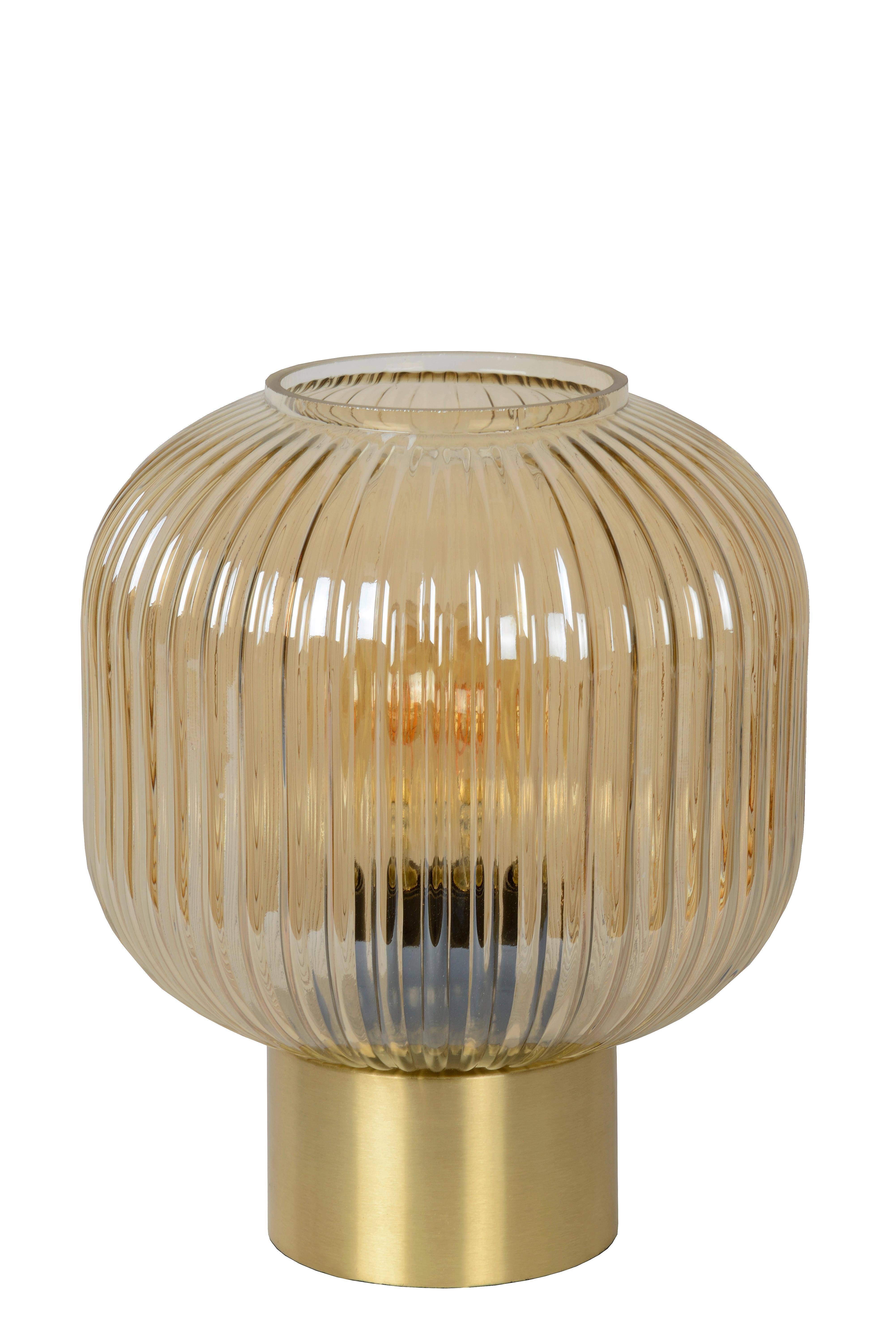LAMPA STOŁOWA 45586/20/62 MALOTO - kolor bursztynowy/kolor mosiężny, Konventionell, metal/szkło (20/24.5cm) - Lucide
