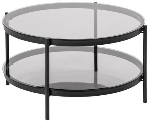 Dohányzóasztal Bayonne - fekete/világosbarna, Üveg/fém (79/42cm)