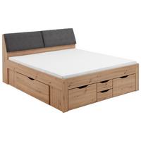 Postelja Maxi, S Predali, Hrast, 180x200 - siva/hrast artisan, Konvencionalno, leseni material/tekstil (180/200cm) - Mömax